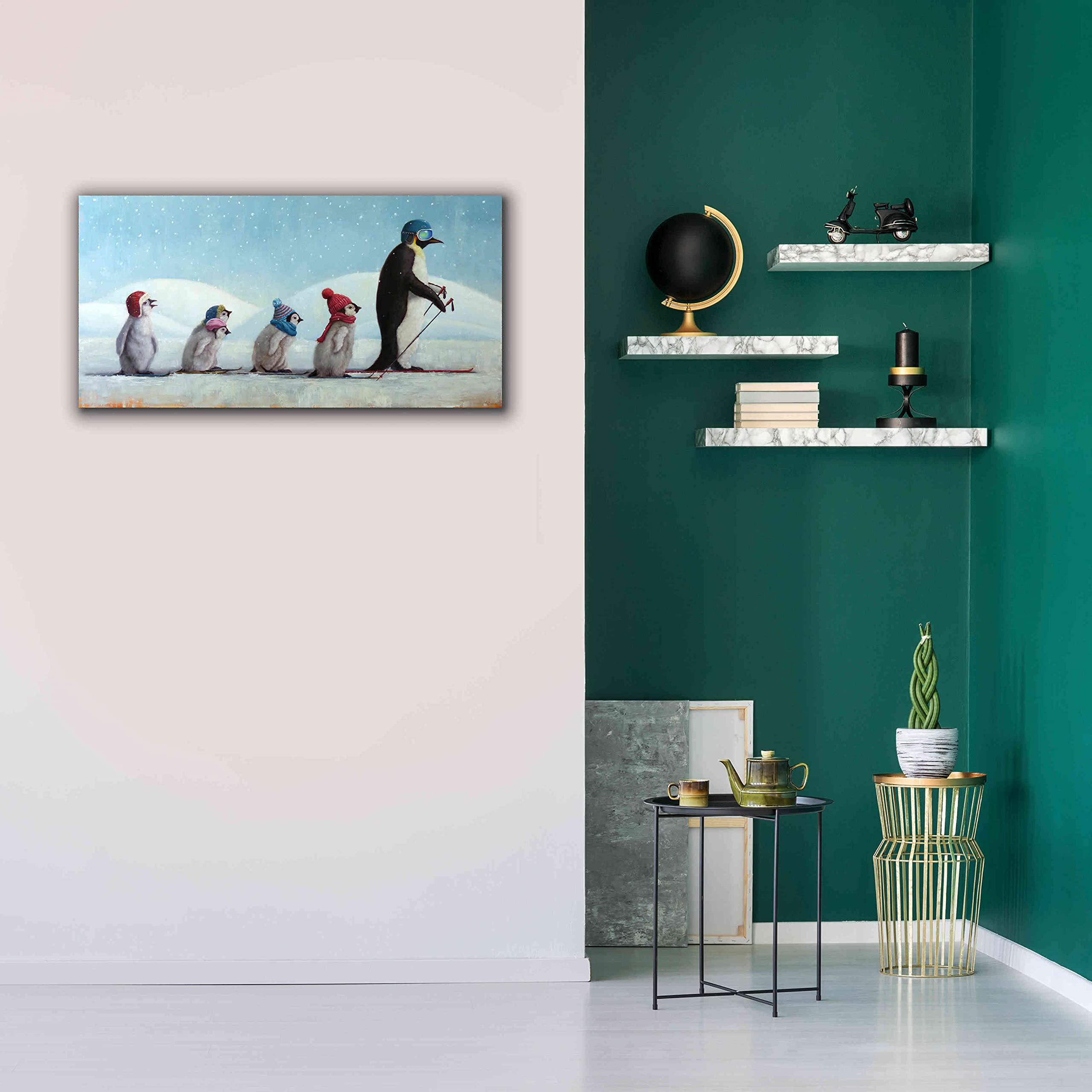 Epic Graffiti 'Ski School' by Lucia Heffernan - 40x20 Inch Canvas Wall Art Painting, Modern Home Decor for Living Room, Bedroom & Office