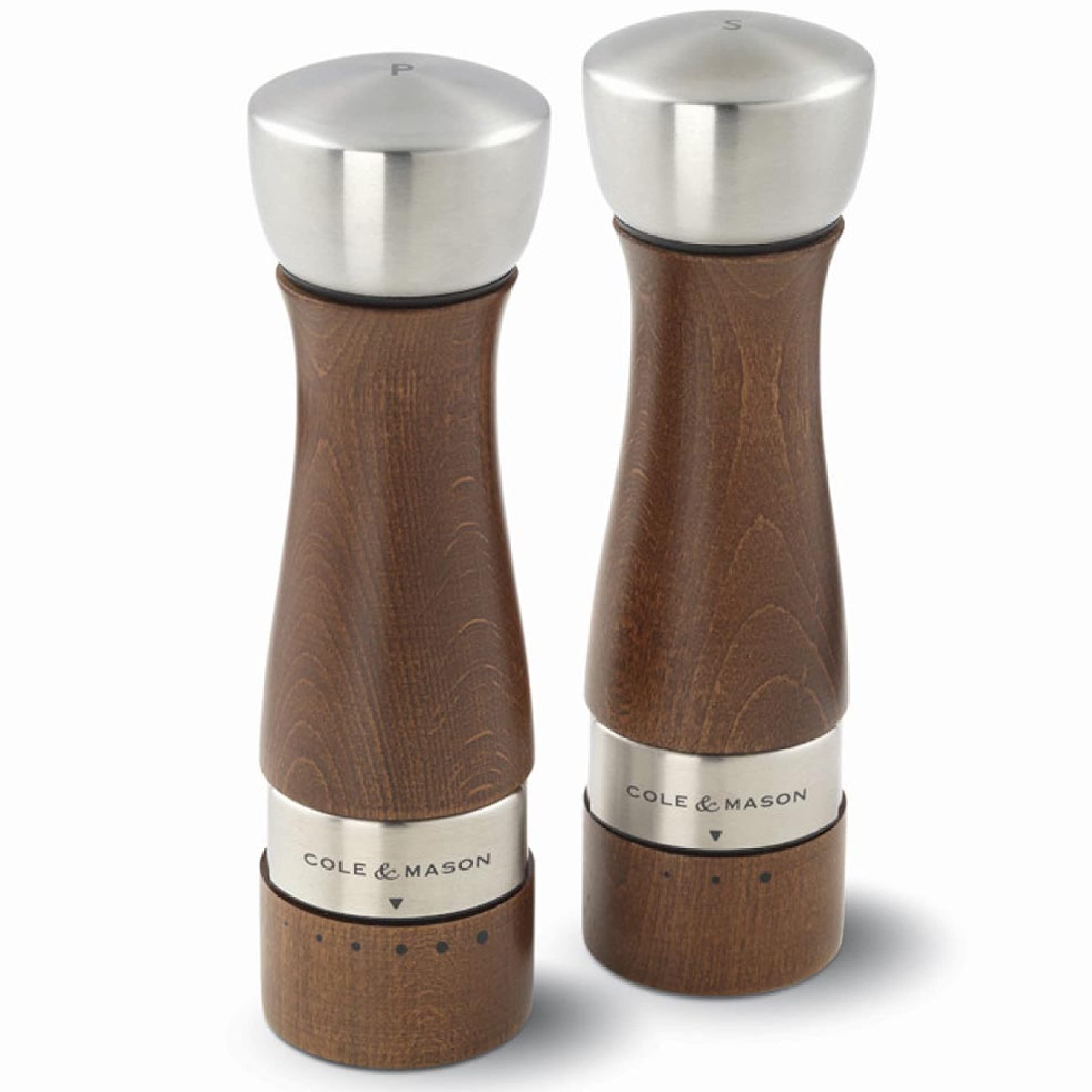 COLE & MASON Oldbury Premium Wooden Salt and Pepper Grinder Set with Gourmet Precision Mechanism - Includes Gift Box, Sea Salt & Peppercorns - Perfect for Kitchen, Dining Table & Housewarming Gifts