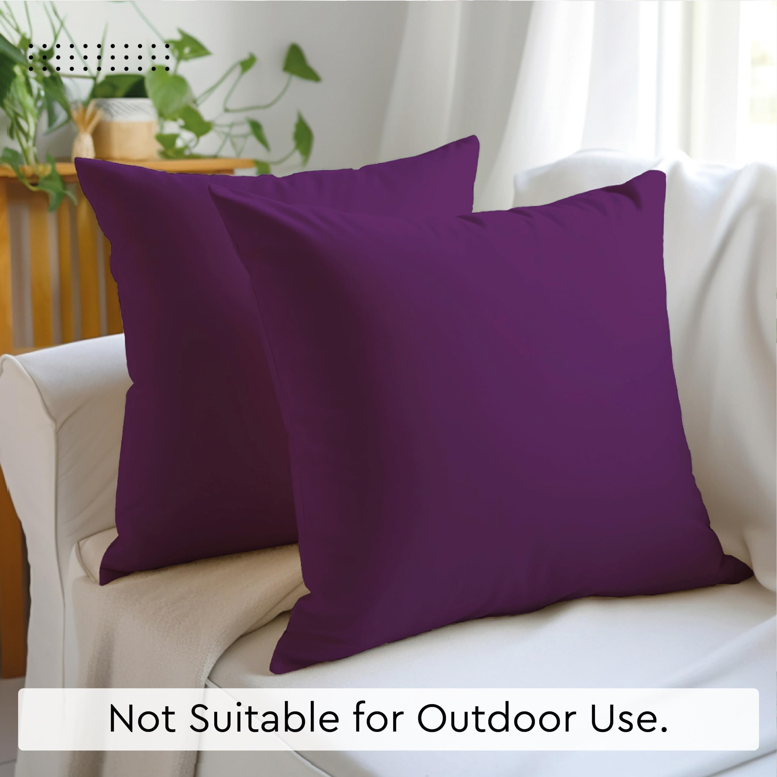 Encasa XO Decorative Throw Pillow Covers 18x18 Inch Set of 2 - Soft Cotton Cushion Covers for Sofa, Bed, Living Room - Purple Home Decor with Hidden Zipper Closure | Perfect for Accent Pillows on Couches, Sectionals and Reading Nooks
