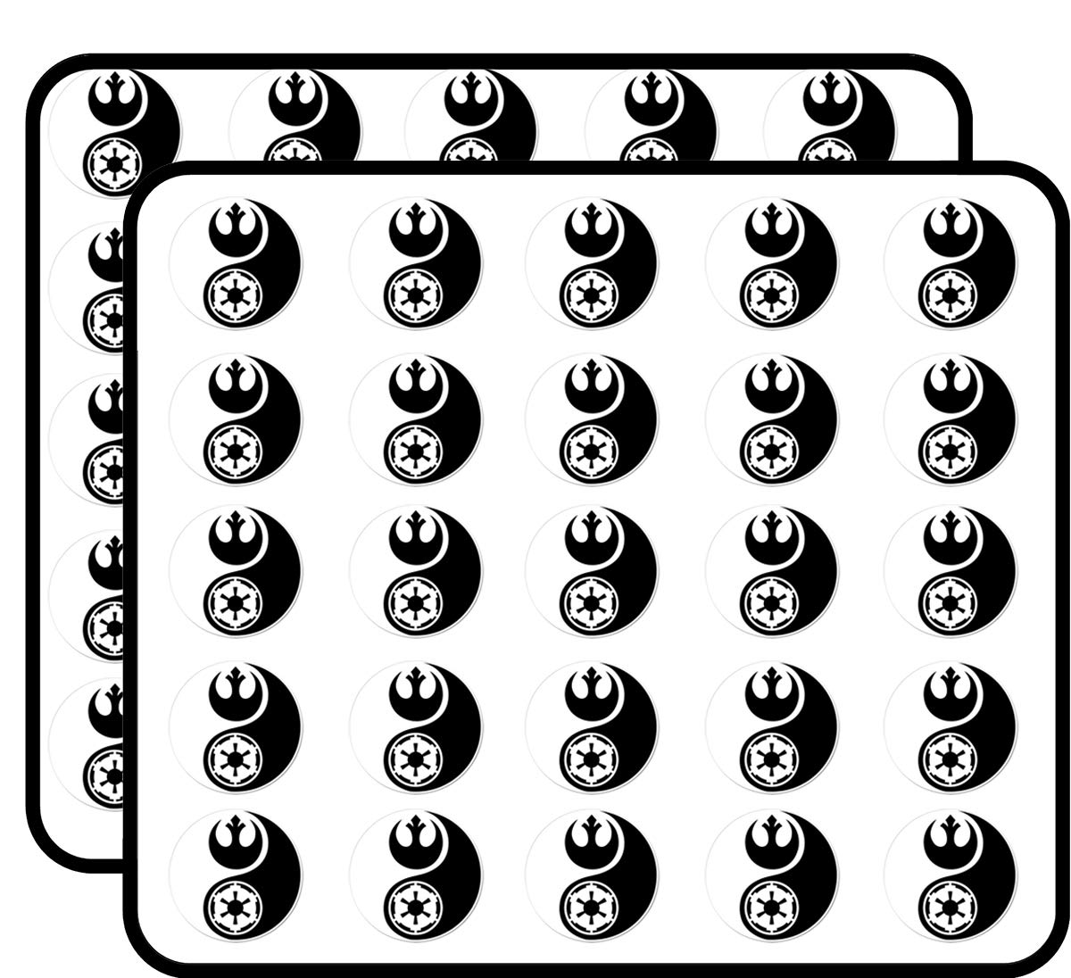 Star Wars Yin Yang Stickers 50 Pack - Waterproof Vinyl Decals for Scrapbooking, DIY Crafts, Bullet Journals, Planners, Laptops & Phone Cases - Perfect for Kids Art Projects & Home Decor