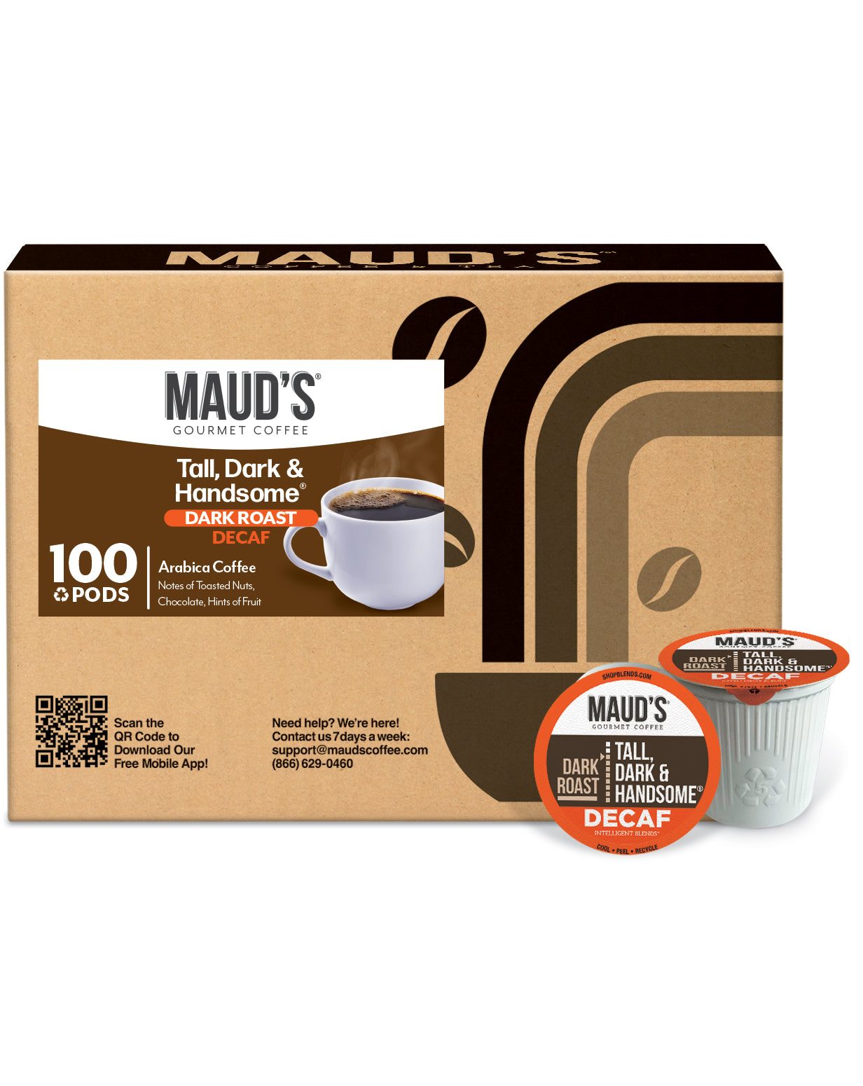 Maud's Decaf Dark Roast Coffee Pods - 100% Arabica, Low Acid, K-Cup Compatible - Perfect for Home, Office & Keurig Brewers