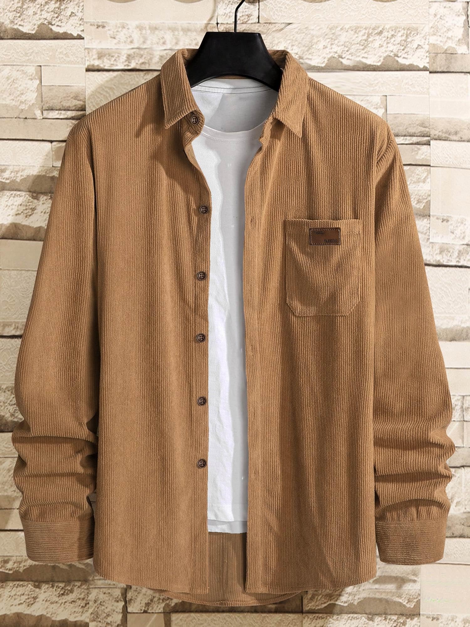 Men's Corduroy Shirt Jacket - Button Down Long Sleeve Work Shirt with Pocket | Casual & Workwear Style for Outdoor Activities & Office Wear