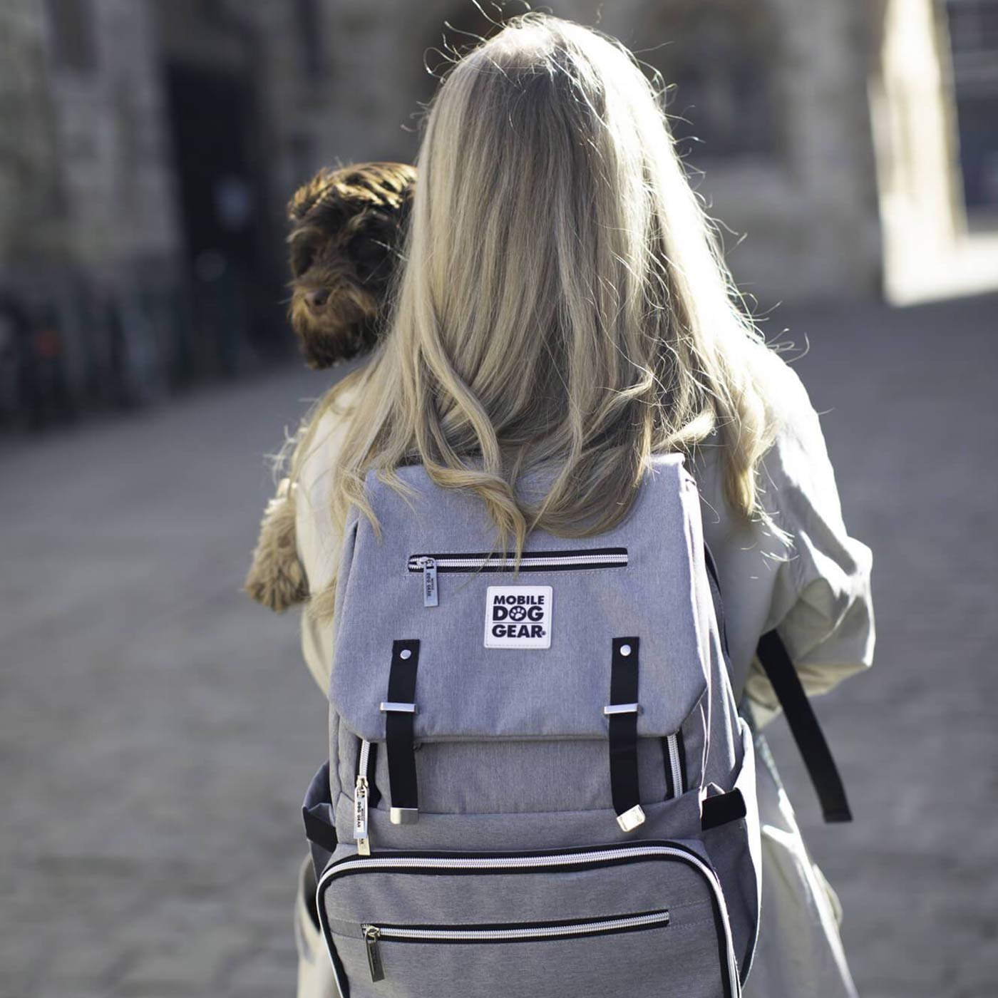 Mobile Dog Gear Grey One Flap Week Away Backpack - Durable Pet Travel Backpack for Small Dogs, Perfect for Hiking, Camping & Outdoor Adventures