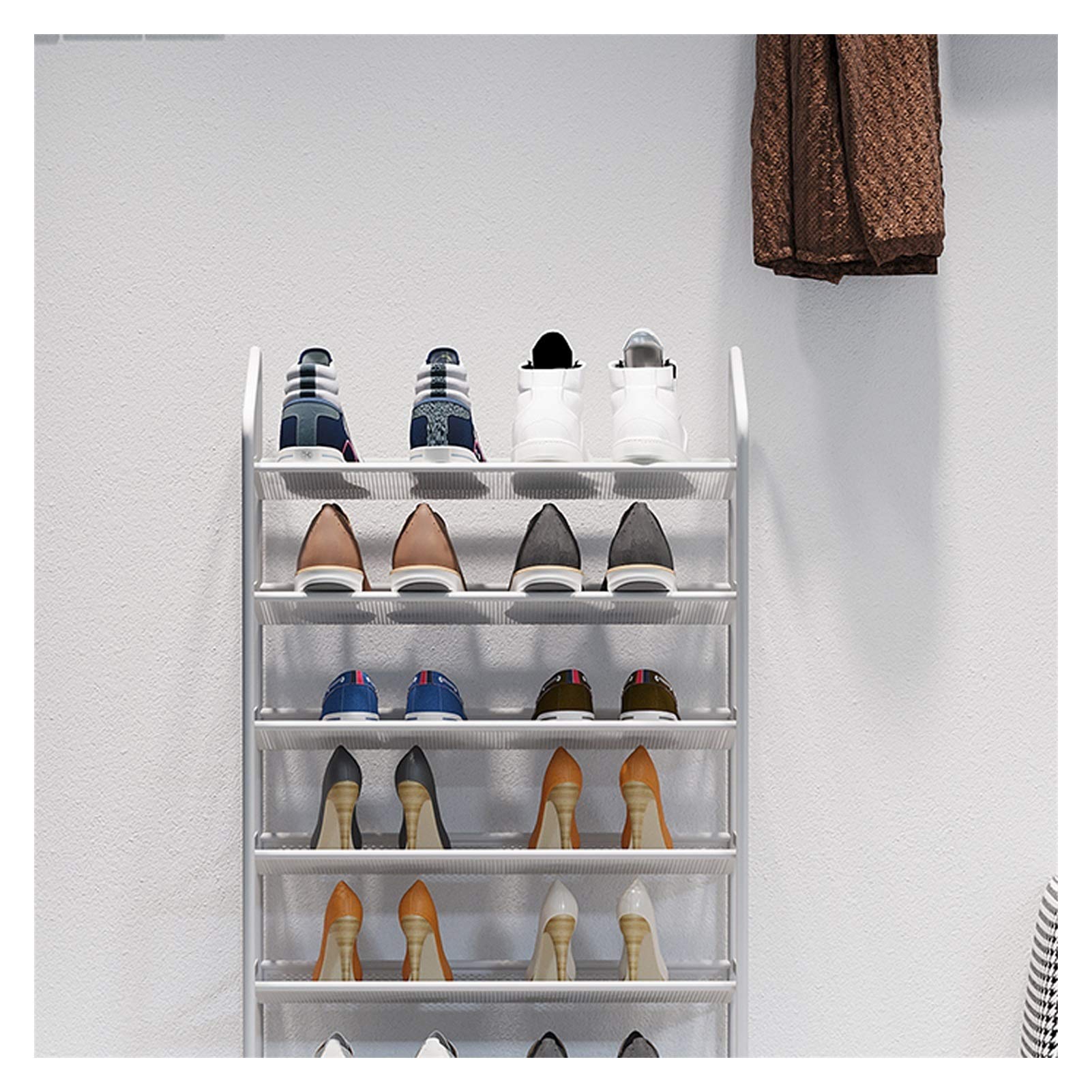TOMYEUS 5-Tier Metal Shoe Rack Organizer with Mesh Shelves - Holds 20-25 Pairs of Shoes, Large Capacity Shoe Storage for Closet, Entryway, or Bedroom (White)