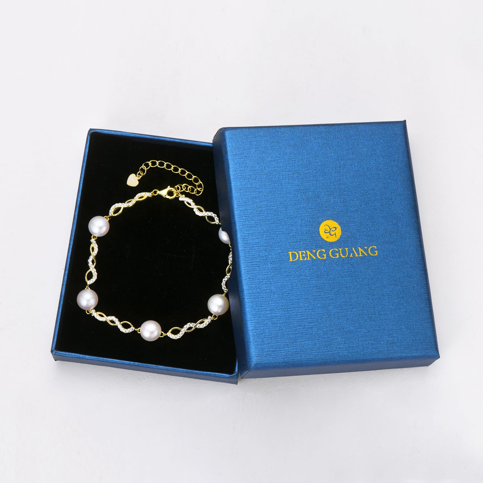 Elegant Sterling Silver & Gold Plated Freshwater Pearl Bracelet for Women - Handmade Infinity Design Jewelry for Weddings, Parties & Gifts