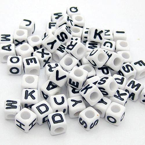 500pcs DIY Letter Cube Beads - White Acrylic Alphabet Beads for Bracelet Necklace Jewelry Making - Perfect for Crafts, Gifts & Personalized Accessories
