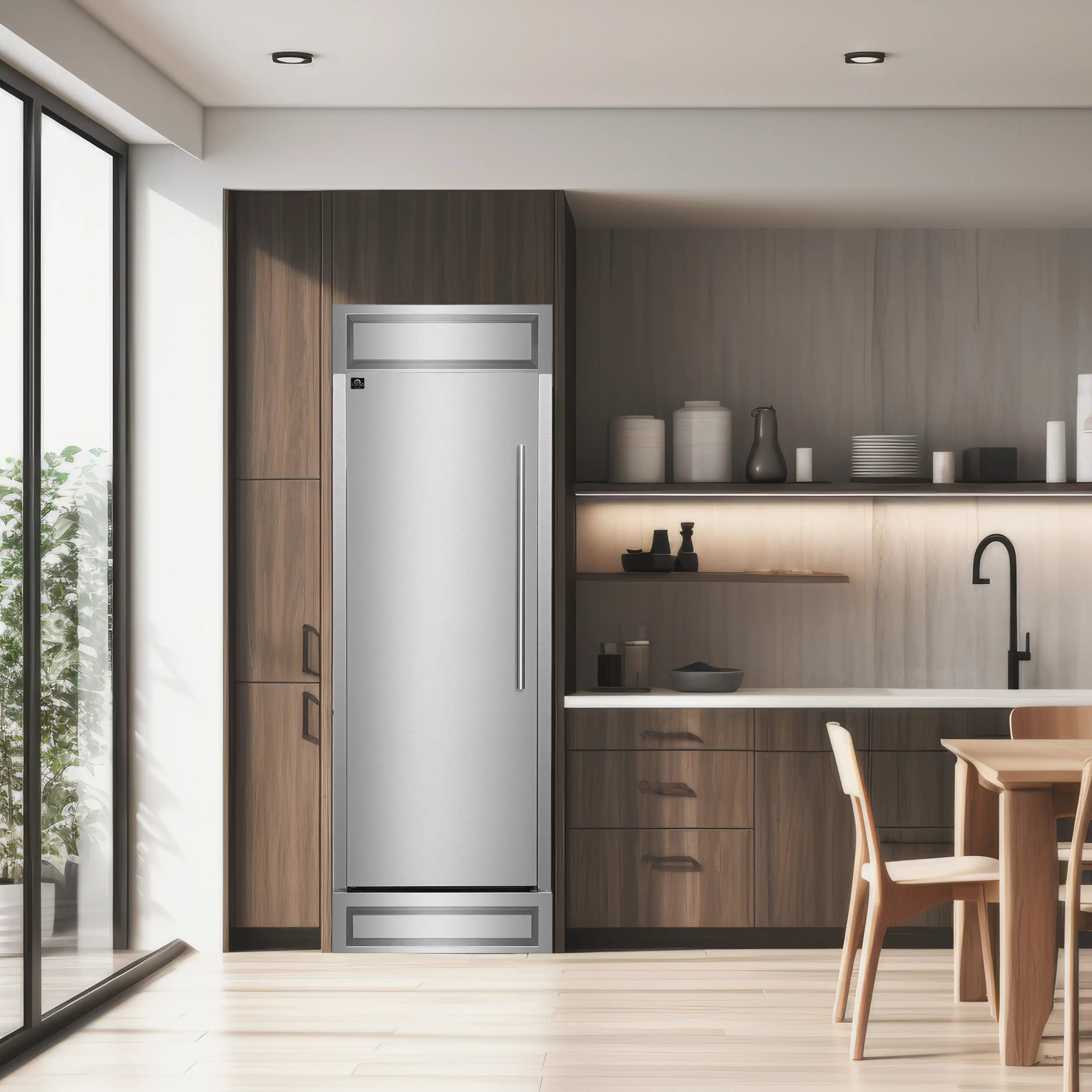 Forno Maderno 32 Inch 13.6 cu.ft. Left Swing Convertible Refrigerator Freezer - Built-In Stainless Steel with Decorative Grill Trim (FFFFD1722 32LS) - Perfect for Modern Kitchens, Open Concept Living Spaces & Home Bars