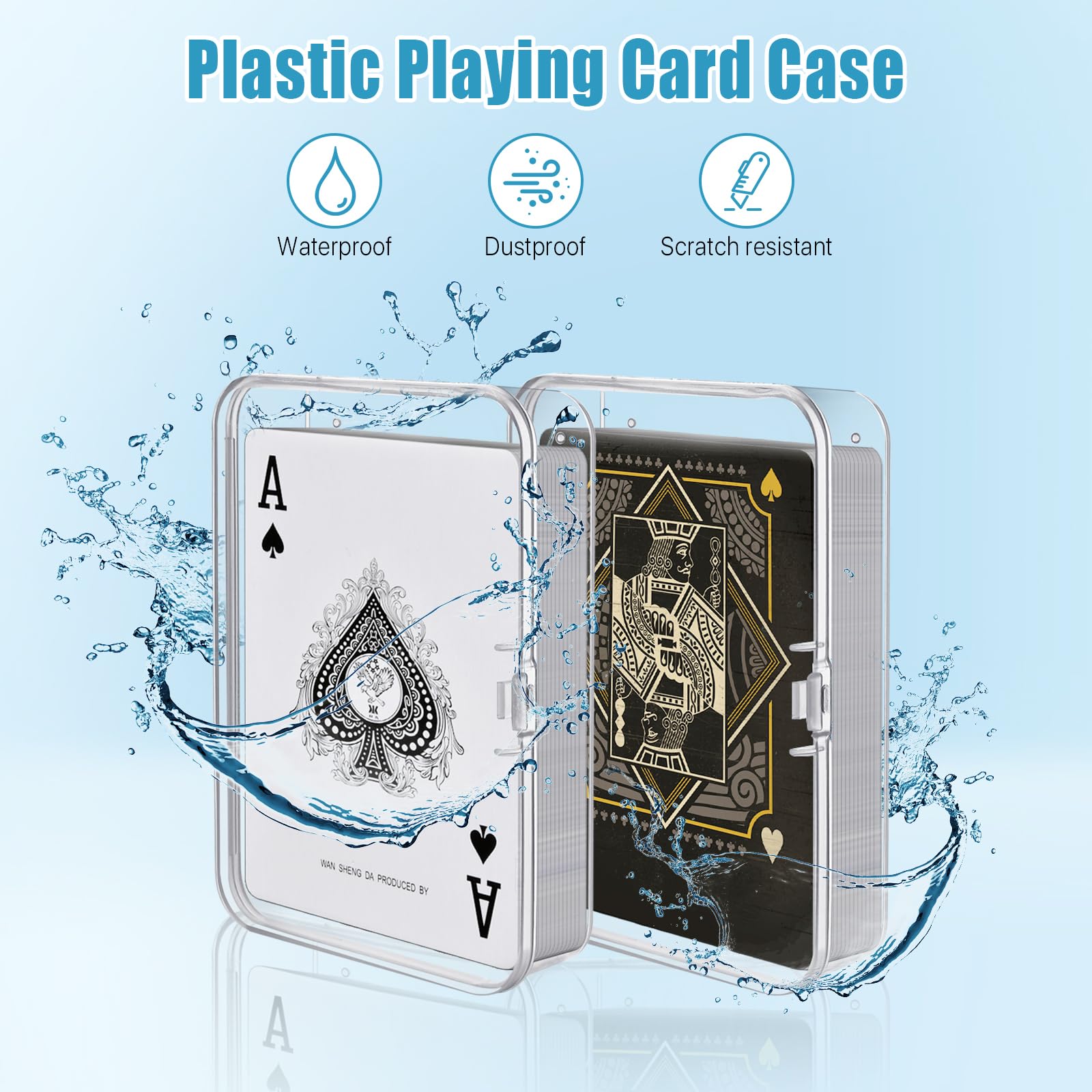 Elesunory 16 Pcs Clear Plastic Playing Card Case with Snap Closure - Poker Card Storage Box for Standard Size Cards, Business Cards & Bank Cards - Perfect for Card Games, Poker Nights & Organized Storage