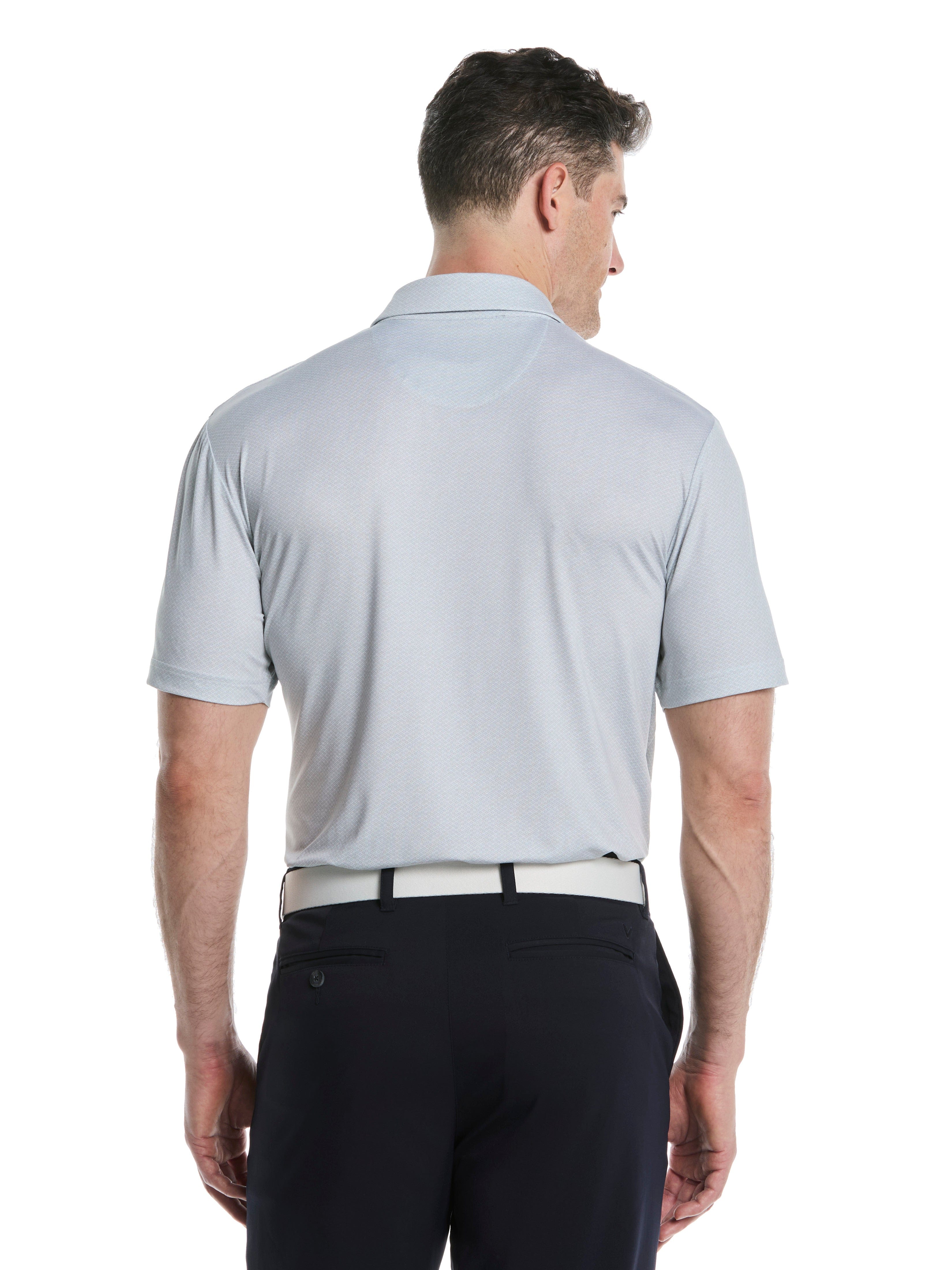 Men's Heather Geo Print Golf Polo Shirt - Breathable Quick-Dry Performance Tee for Golf, Casual Wear & Outdoor Activities