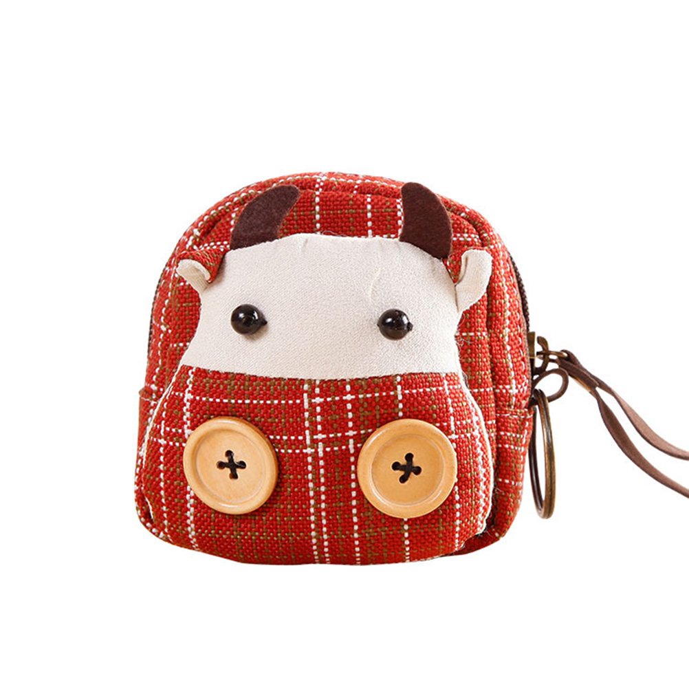 Cute Cartoon Cow Zipper Coin Purse for Women & Girls - Stylish Small Wallet for Coins & Cash (Red) - Perfect for Gifts, Travel & Everyday Use