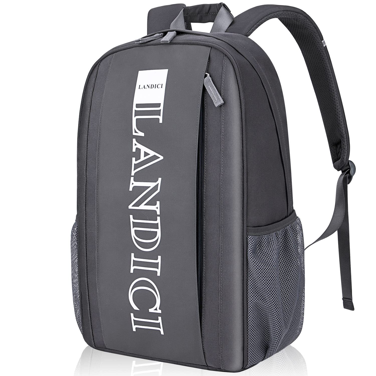 LANDICI Lightweight Casual Daypack Backpack for Men & Women - 15.6 Inch Laptop Compartment, Waterproof College Backpack for Work, Travel & Daily Commute - Grey | Perfect for Students, Office Professionals & Weekend Getaways