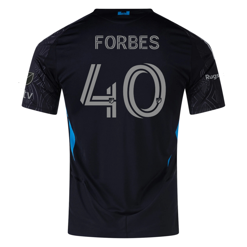 Adidas Jahlane Forbes Charlotte FC Authentic Away Jersey 25/26 - Black Soccer Jersey for Men, Official MLS Fan Gear, Perfect for Game Day & Sports Events