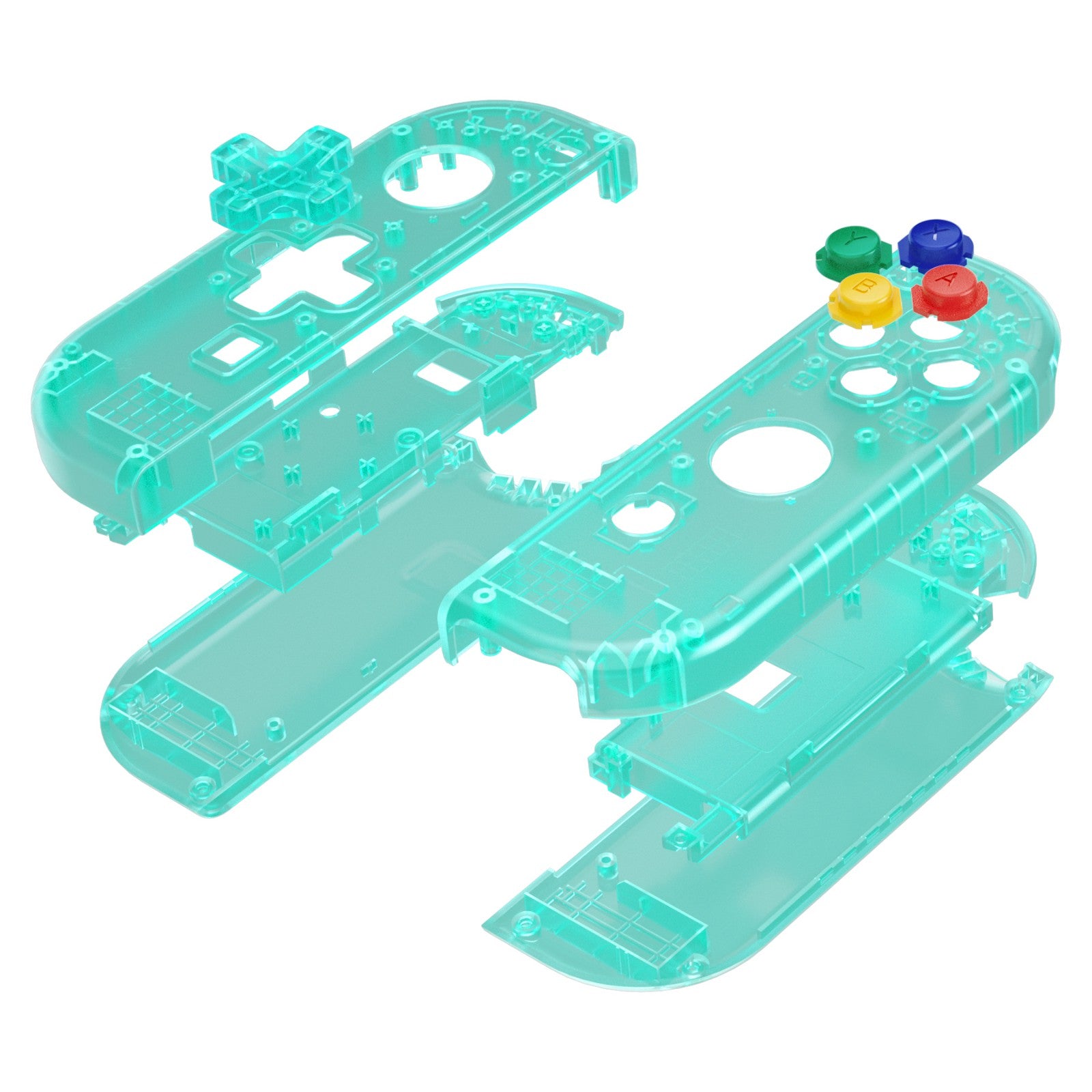 eXtremeRate Emerald Green Joycon Controller Shell with D-Pad & Full Button Set - DIY Replacement Housing for Nintendo Switch JoyCon & OLED JoyCon (Console Not Included) - Perfect for Gaming, Customization & Repair