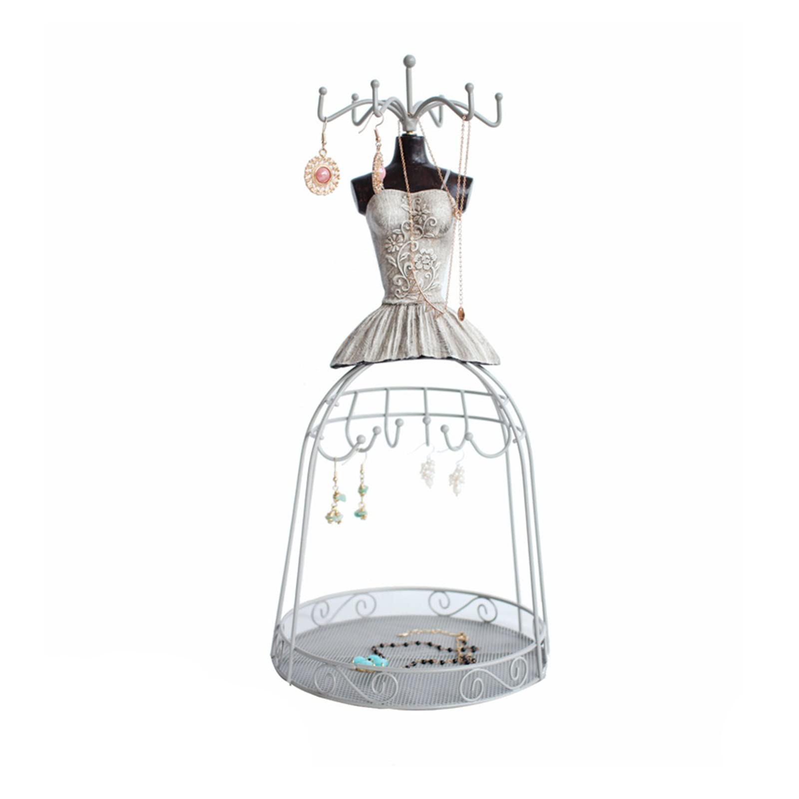 YUXI8541NO Jewelry Display Stand - Elegant Dress Form Mannequin Holder for Necklaces, Earrings & Rings - Jewelry Organizer Rack with Tower Design for Boutique, Wedding & Home Decoration