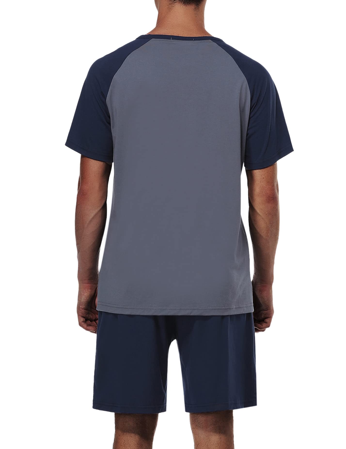 Men's Cotton Pajama Set - Soft V-Neck Sleepwear Lounge Set with Pockets for Comfortable Nightwear & Relaxing at Home