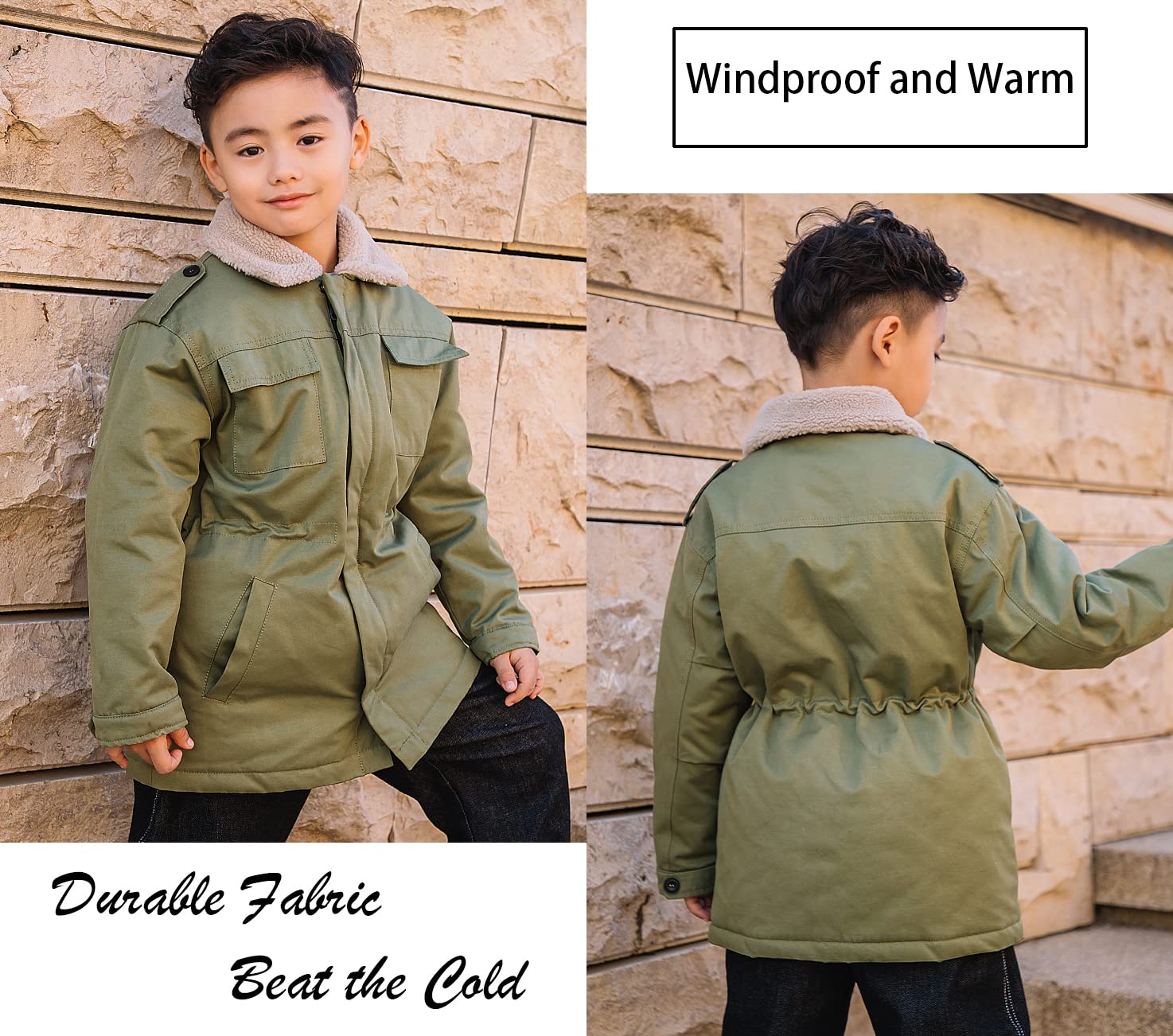 CHERISH Boys Winter Coat - Windproof Thickened Jacket, Fleece-Lined Snow Parka for Cold Weather - Perfect for School, Outdoor Play & Snow Days (Size M)