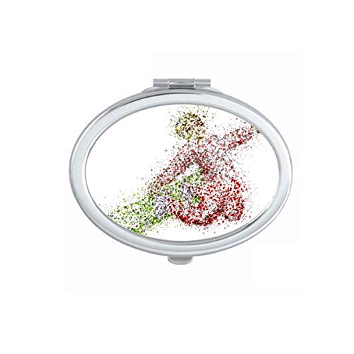 DIYthinker Winter Sports Skateboard Watercolor Pattern Portable Folding Mirror - Double-Sided Handheld Makeup Mirror for Skating Rinks, Travel & Home Vanity (Blue/White Design)
