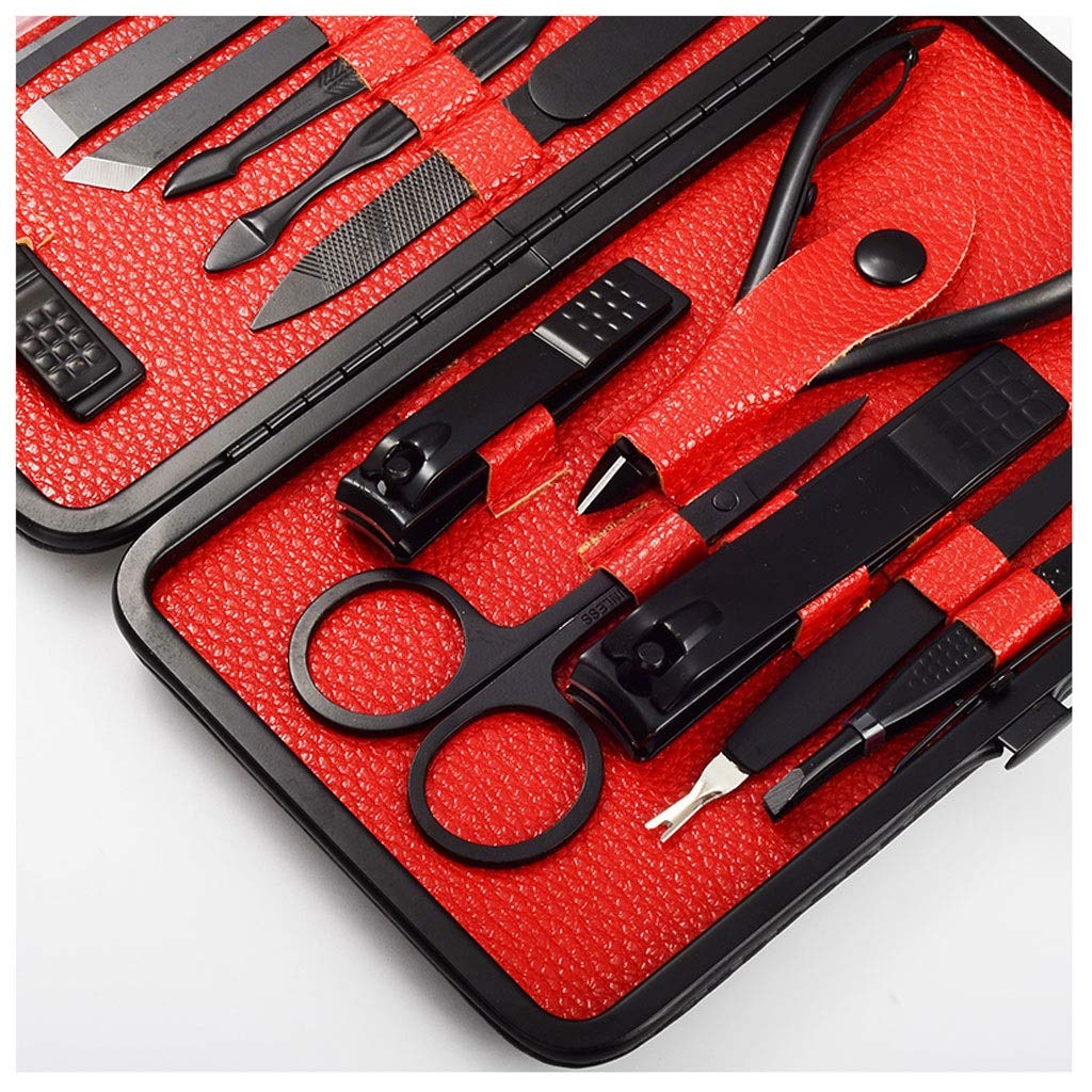 Premium Stainless Steel Nail Clippers Set - Sharp Toenail & Fingernail Trimmer for Men & Women | Portable Manicure Pedicure Kit with Travel Case | Home, Salon & Travel Essential (Red)