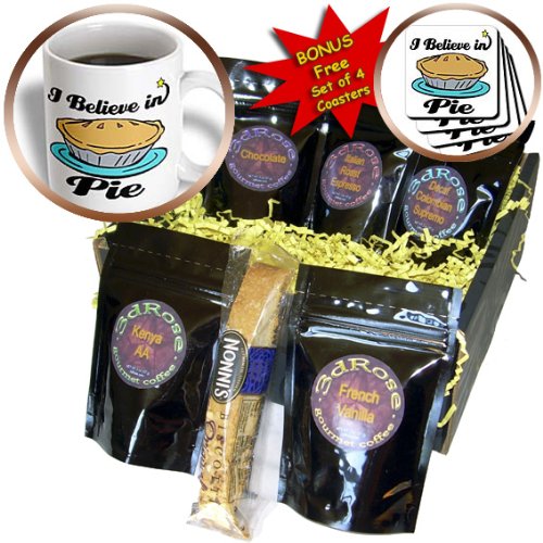 3dRose I Believe in Pie Coffee Gift Basket Set - Unique Kitchen & Housewarming Gift for Coffee Lovers, Perfect for Holidays, Birthdays & Office Parties