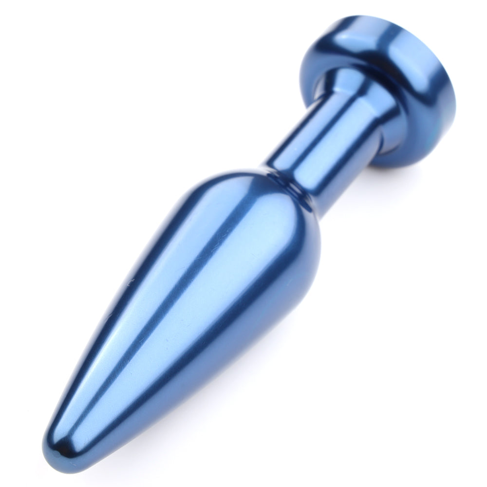 Premium Elongated Tapered Metal Butt Plug with Round Gem - Stainless Steel Anal Plug for Beginners & Advanced Users - Perfect for Couples Play & Solo Pleasure