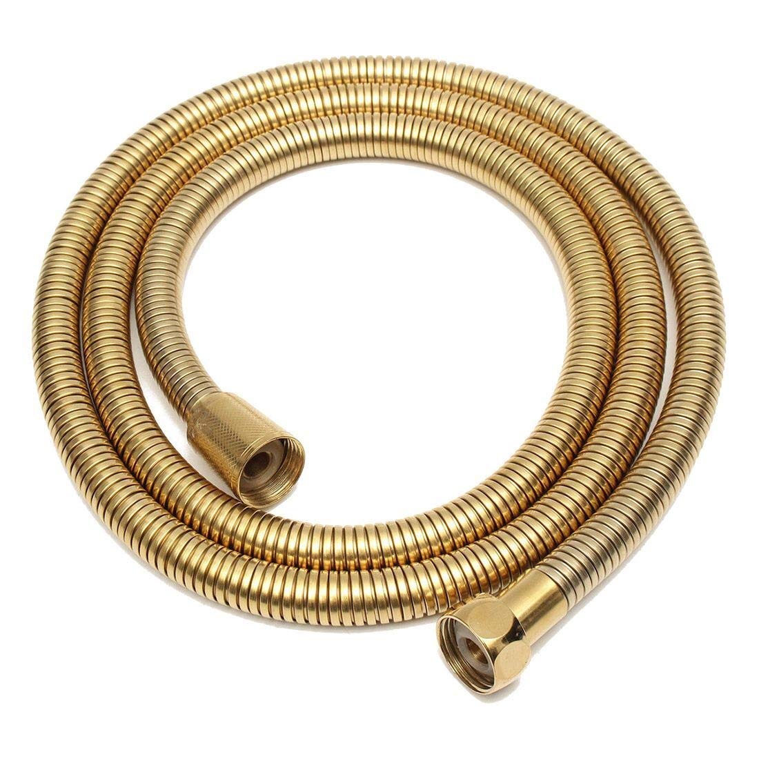 Premium 1.5m Gold Shower Hose - Flexible Stainless Steel Bathroom Water Pipe with Anti-Leak Design for Shower Head Replacement (Ideal for Bathroom Renovation & Spa Experience)