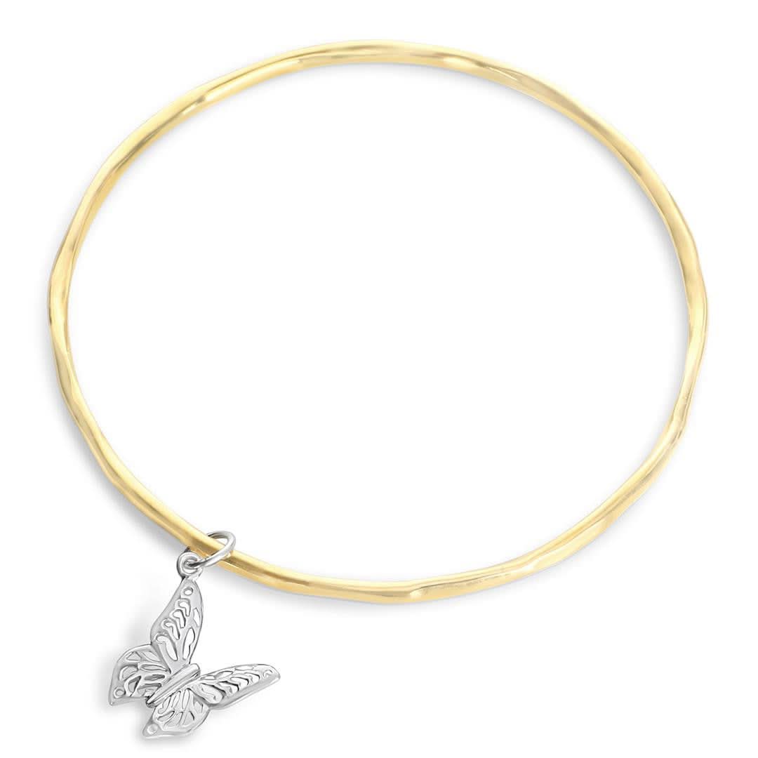 Elegant Butterfly Bangle Bracelet for Women - 18K Gold Plated & Sterling Silver Jewelry - Perfect for Parties, Weddings & Everyday Wear