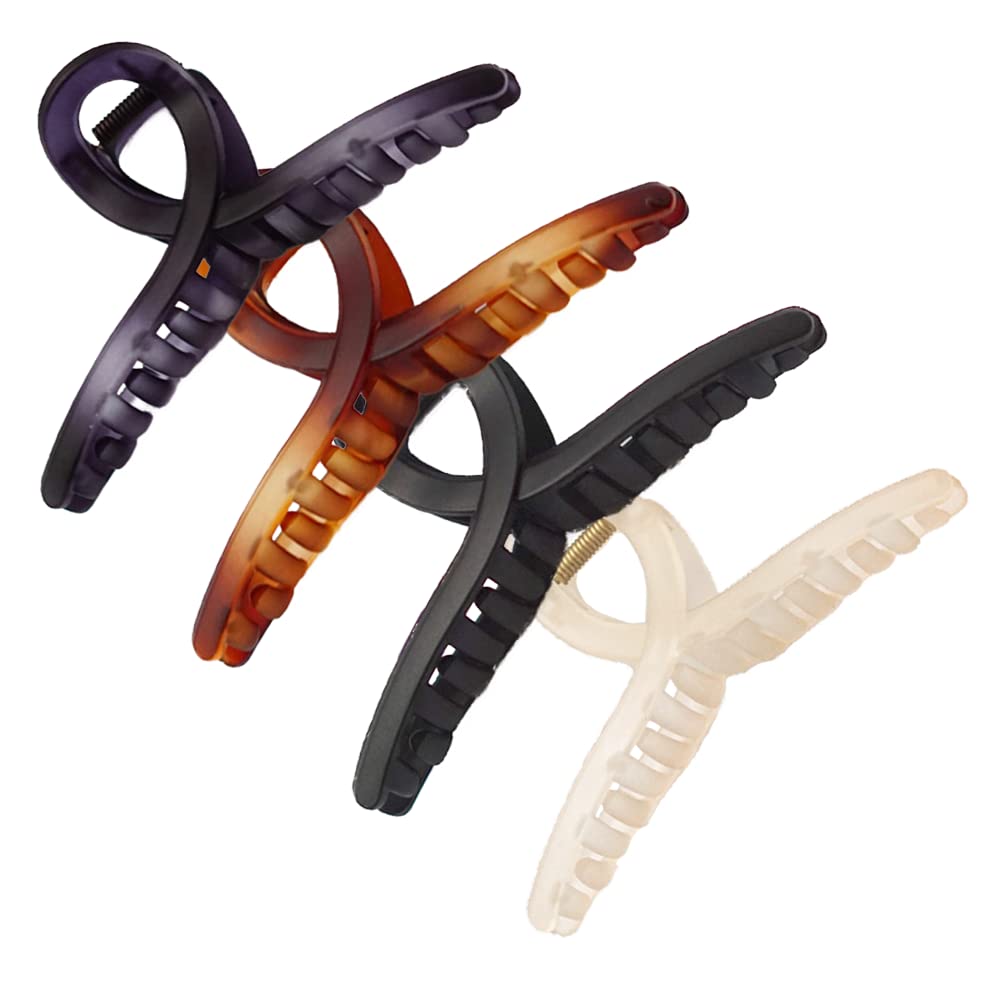 4pcs Large 5'' Hair Claw Clips for Women - Strong Hold Hair Clips for Thick Hair | Elegant Watercolor Design Hair Accessories | Perfect for Updos, Ponytails & Everyday Styling