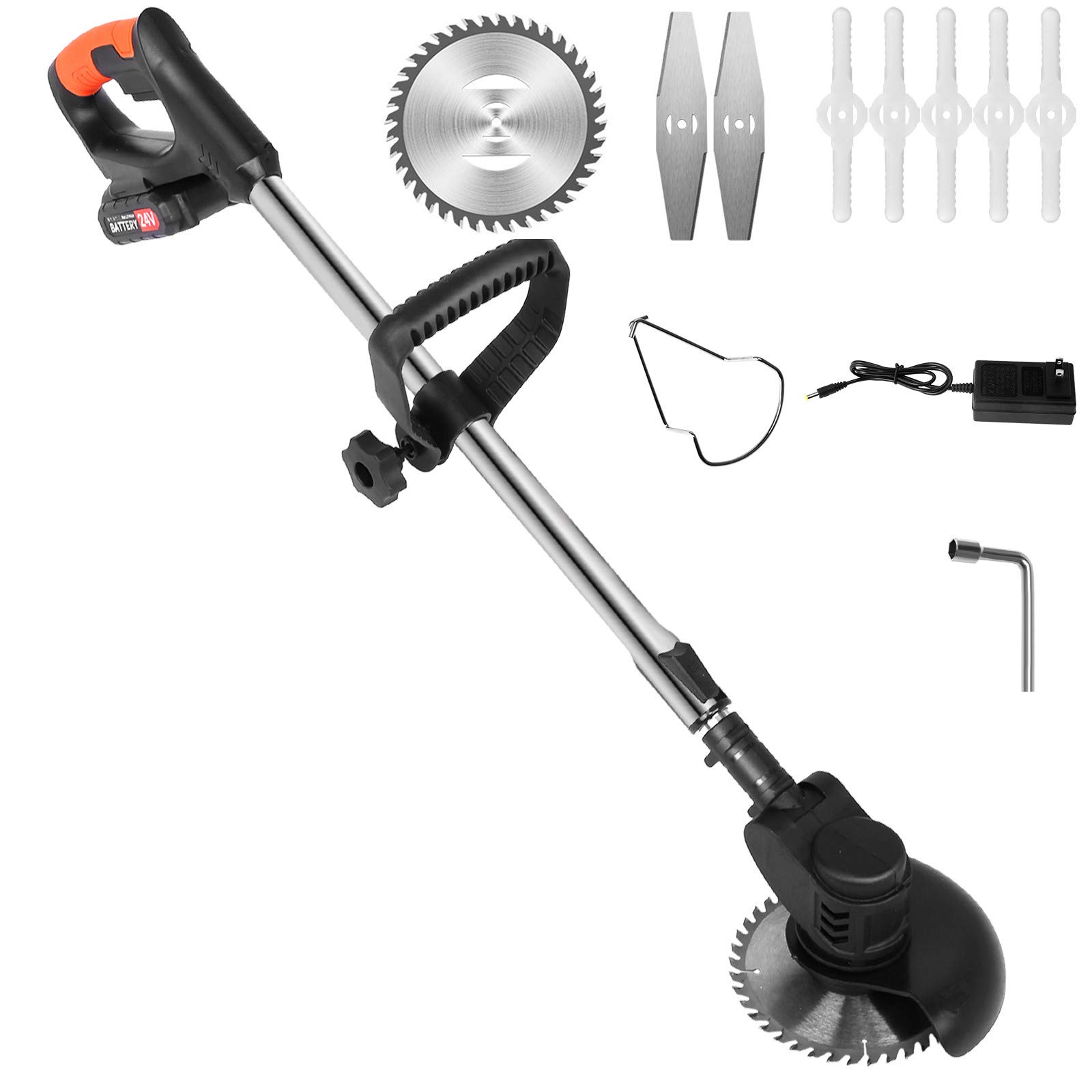 24V Cordless String Trimmer & Edger - Battery Powered Electric Grass Trimmer with Lithium-Ion Battery - Lightweight Weed Eater for Lawn Care & Yard Maintenance (Black, Includes 1 Battery) - Perfect for Home Gardens, Backyards & Landscaping