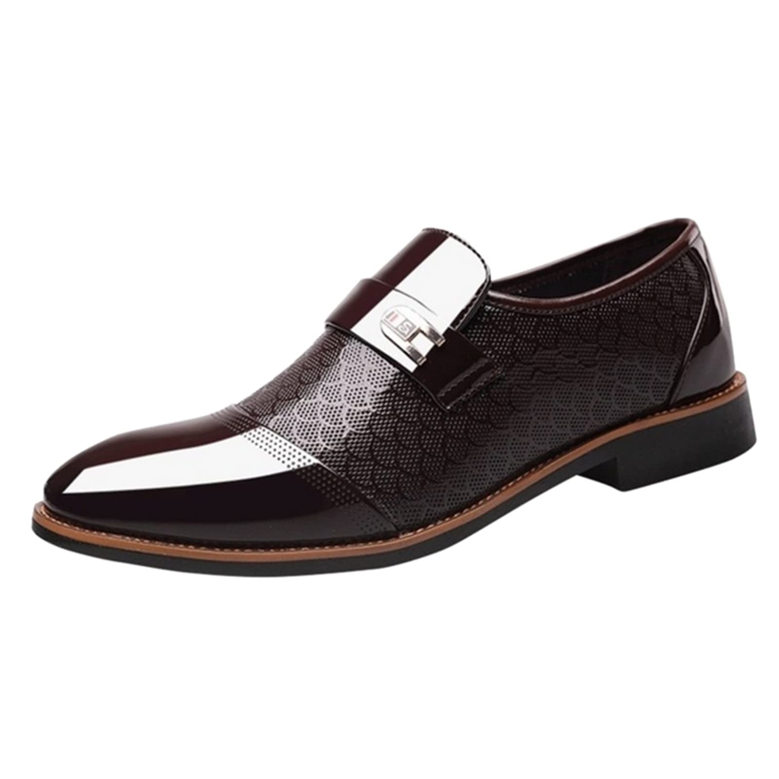 Men's Classic Brown Oxford Shoes - Slip On PU Leather Dress Boots with Low Rubber Sole | Formal & Business Wear, Office, Wedding, Party