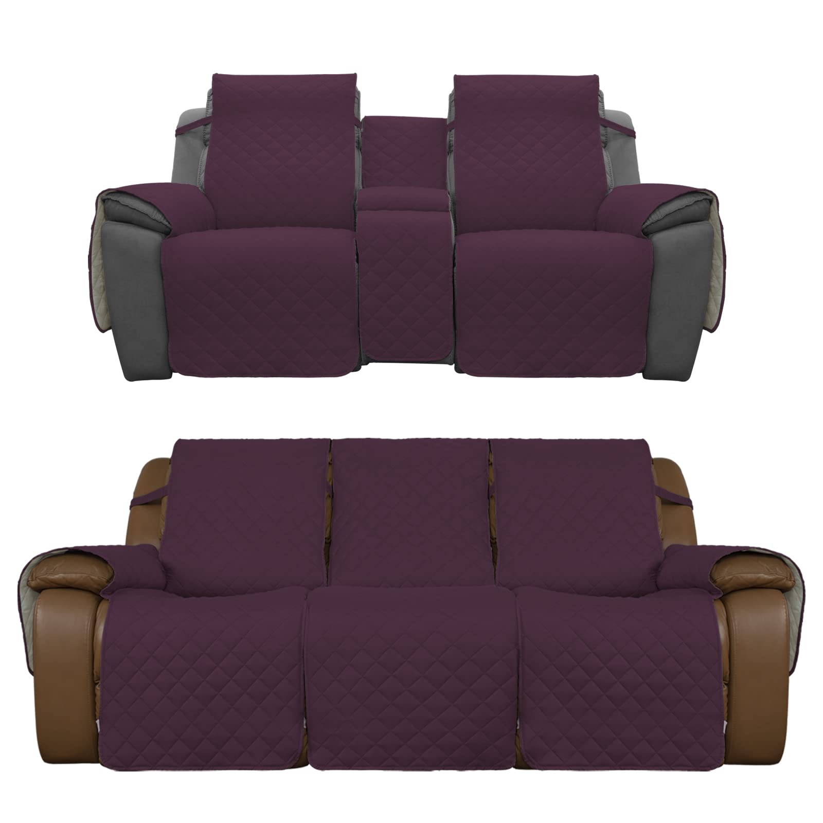 Reversible Loveseat Recliner Cover with Console - Stretchable Sofa Protector for Living Room, Bedroom & Home Theater - Easy-Going Product Bundles