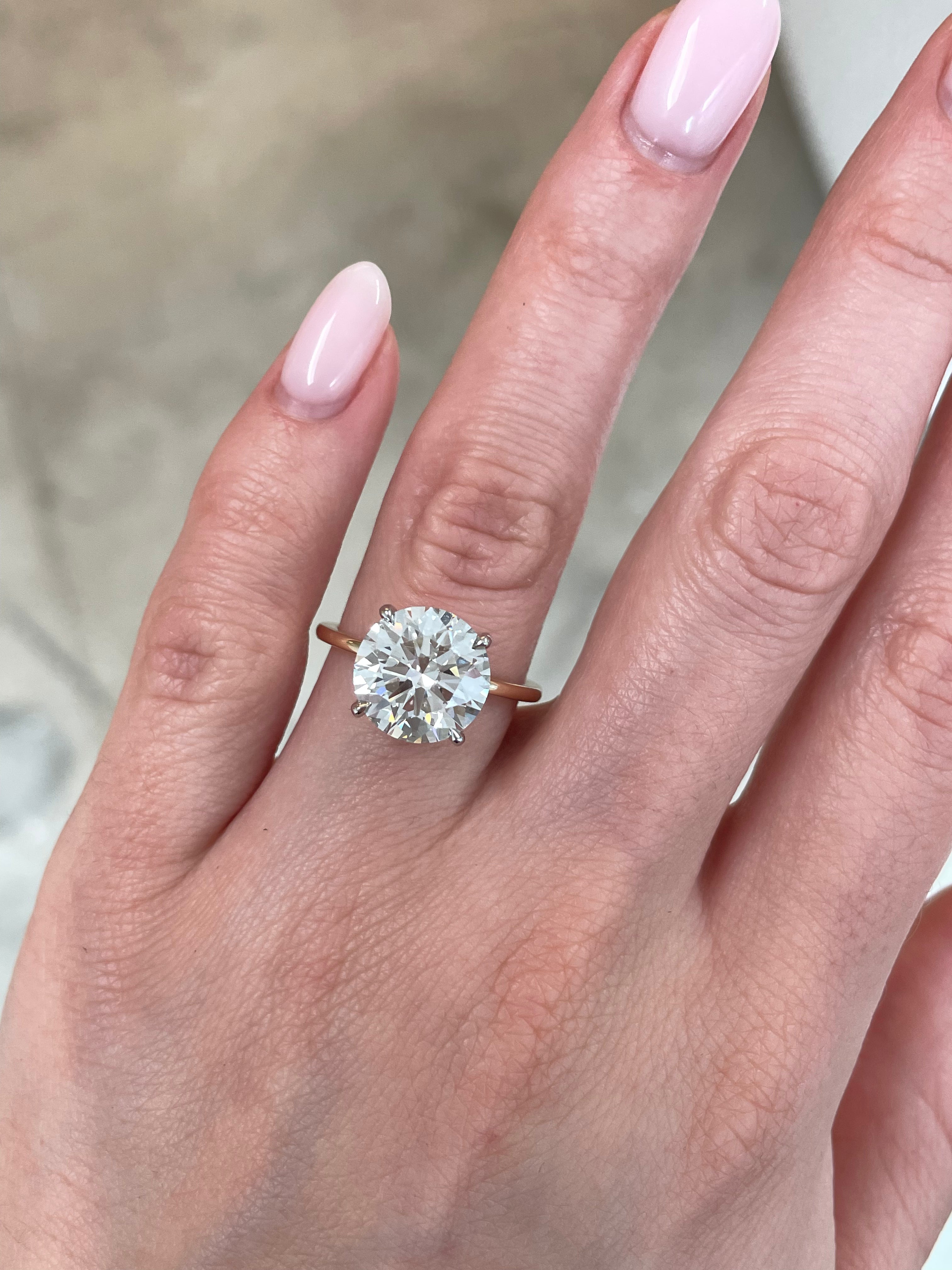 4.53 Carat Lab Grown Diamond Round Cut Whisper Thin® Hidden Halo Engagement Ring - Perfect for Proposals, Weddings & Anniversary Gifts