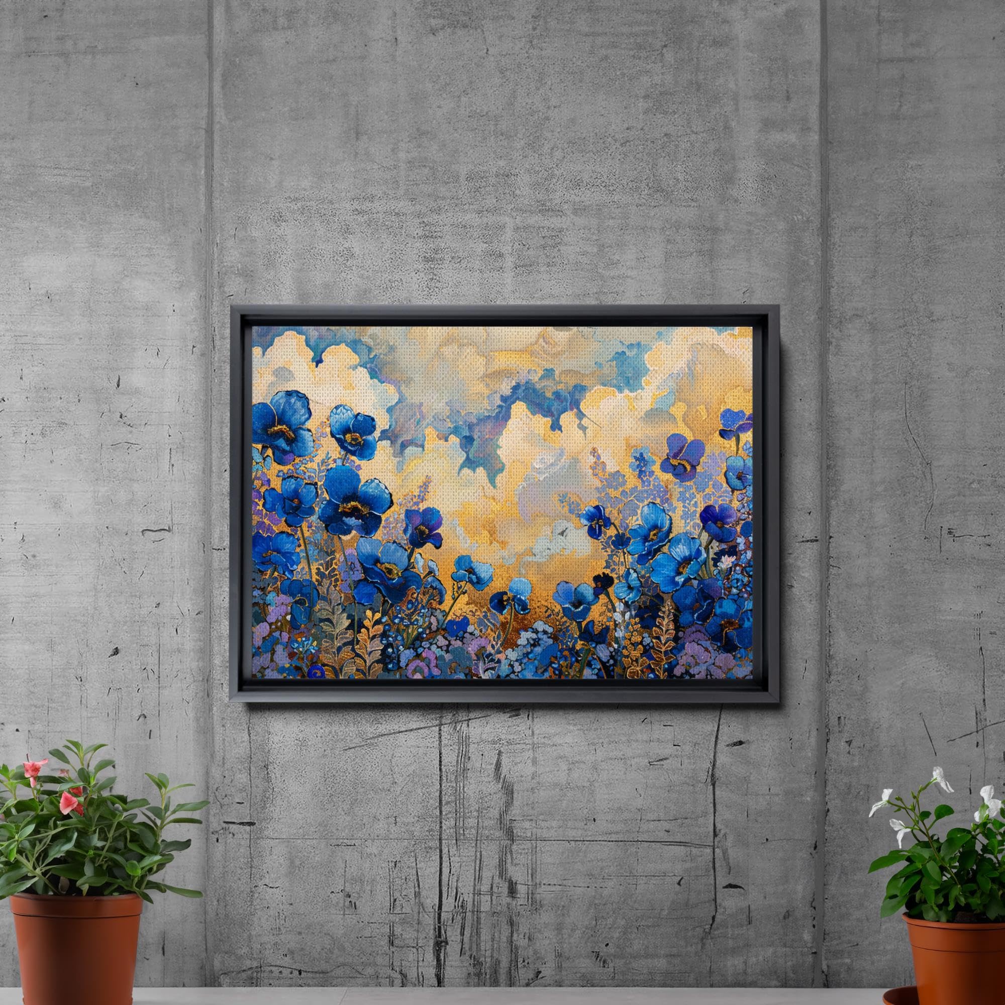 Abstract Purple Orchid Flower Canvas Art - Floral Wall Decor with Mountain Sunset Glow - Premium Canvas Prints for Living Room, Bedroom & Office Decoration