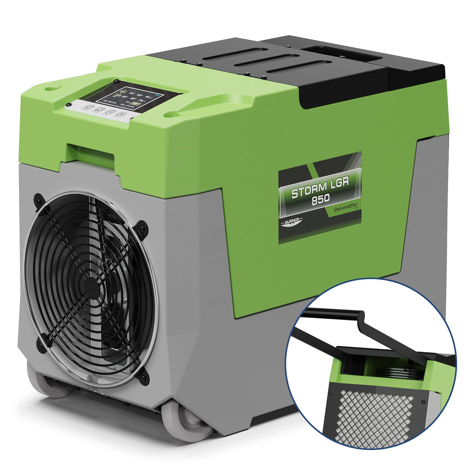 AlorAir 180 PPD LGR Commercial Dehumidifier with Built-in Pump - 28 Gallon Heavy Duty Industrial Dehumidifier for Water Damage Restoration | Perfect for Homes, Basements, Garages, Gyms, Construction Sites & Flood Recovery (Green)