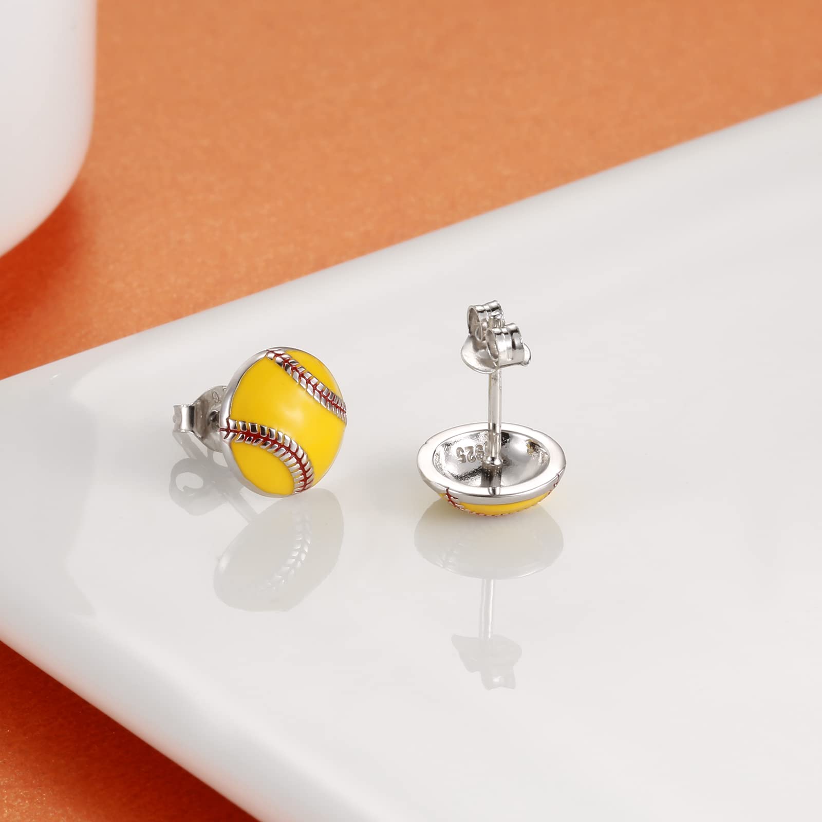 925 Sterling Silver Sports Stud Earrings - Softball, Volleyball, Basketball, Baseball, Football & Soccer Jewelry | Hypoallergenic Gift for Women, Athletes, Moms & Sports Lovers | Perfect for Game Days, Team Spirit & Casual Wear
