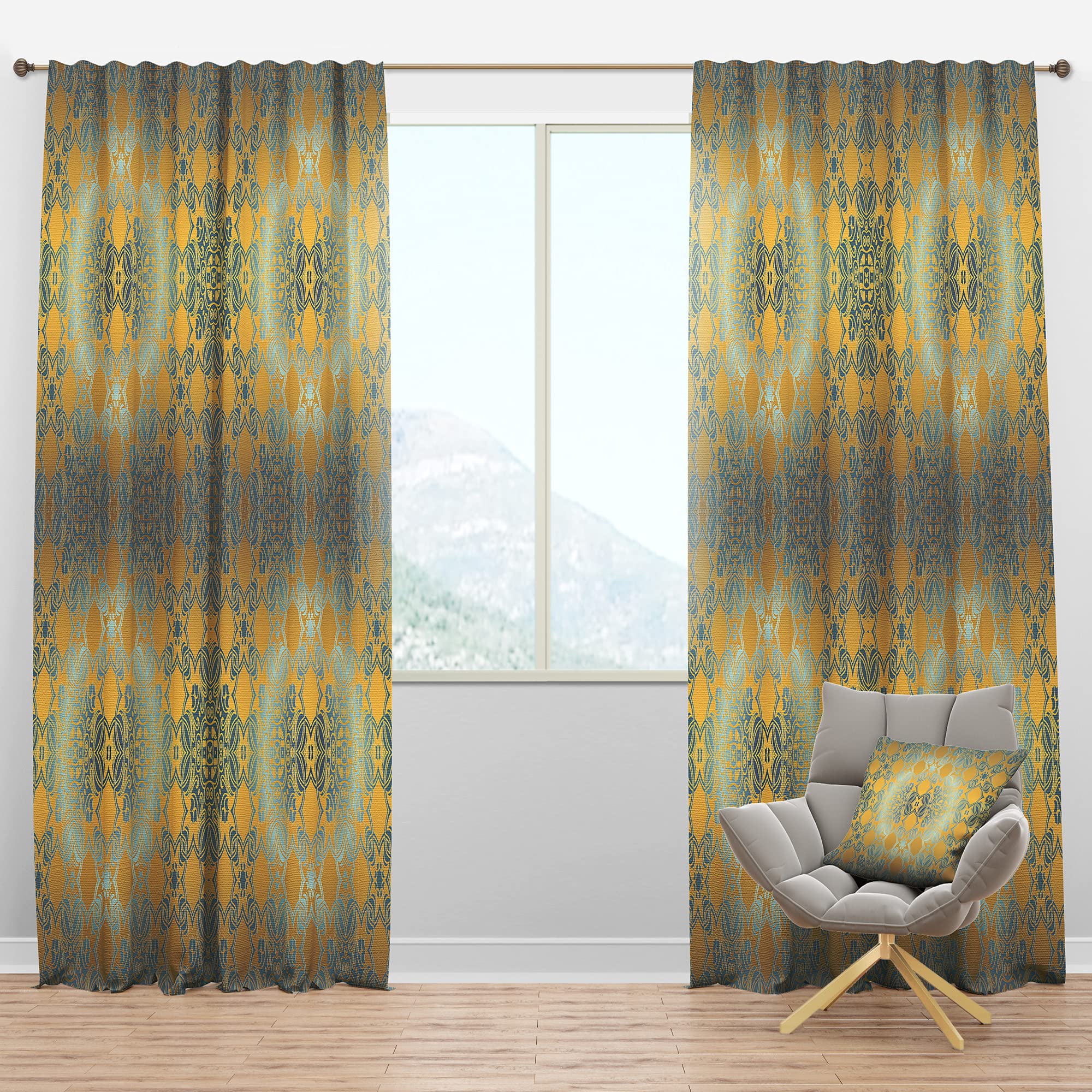 Blackout Curtains 'Glam Flowers Decorative' - Thermal Insulated Single Panel Window Drapes 52x63 Inches for Bedroom & Living Room - Perfect for Light Blocking, Privacy & Energy Efficiency