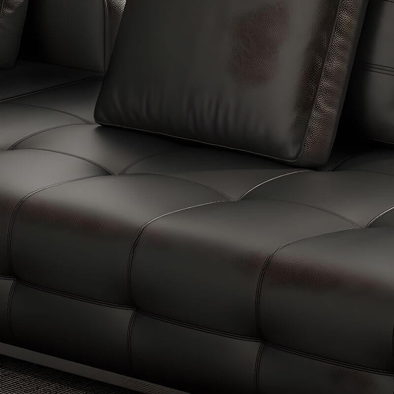 L-Shaped Sectional Sofa with Chaise Lounge - 5-Seater 4-Piece Reversible Modular Couch in Black - Perfect for Living Room, Family Room & Home Theater
