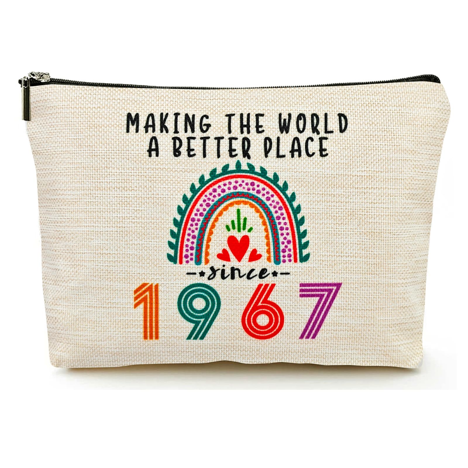58th Birthday Gifts for Women - 1967 Vintage Makeup Bag for Wife, Mom & Mother's Day | Travel Cosmetic Pouch with '58 & Fabulous' Design - Perfect for Christmas, Anniversary & Travel Essentials Organization