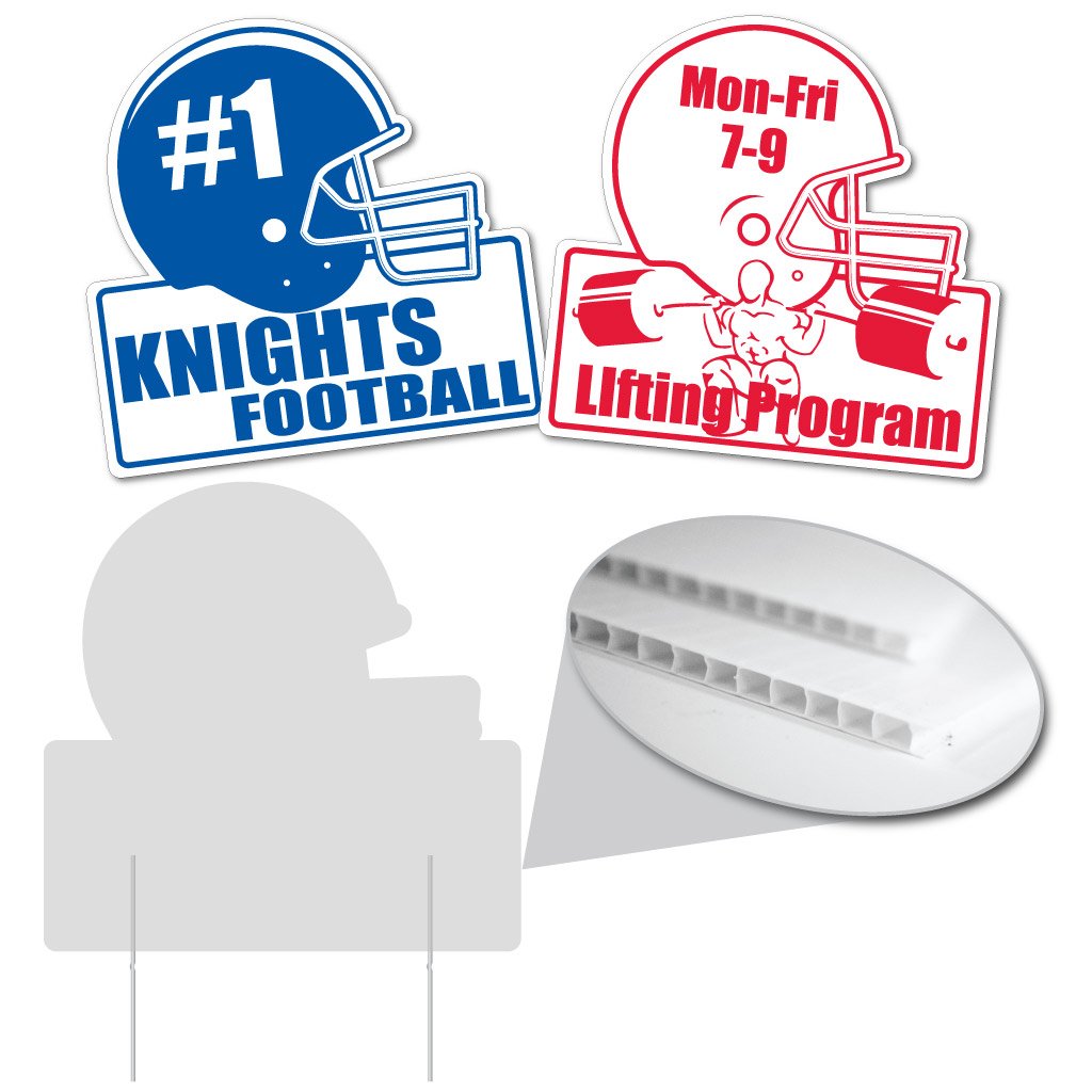 VictoryStore 22-inch Football Helmet Yard Signs - Set of 25 Corrugated Plastic Outdoor Lawn Decorations (4mm Thick) for Game Day, Tailgating & Sports Fan Displays