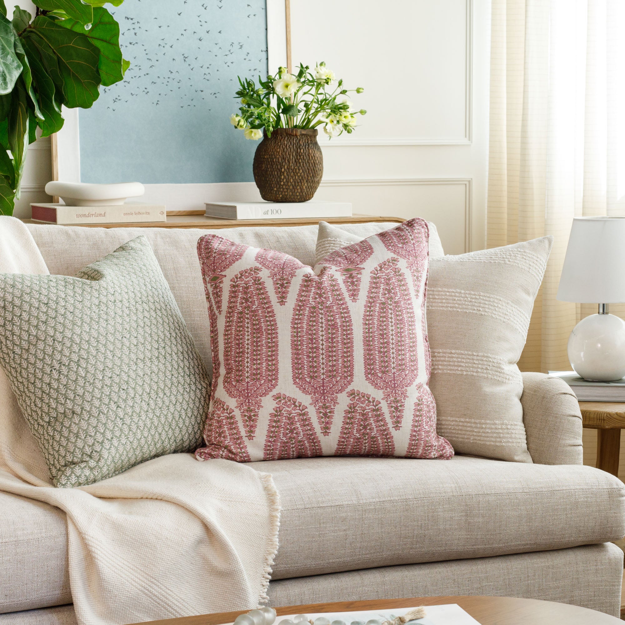 Georgia 20x20 Decorative Throw Pillow Cover - Soft Orchid Pink Cushion for Sofa, Bed & Home Decor