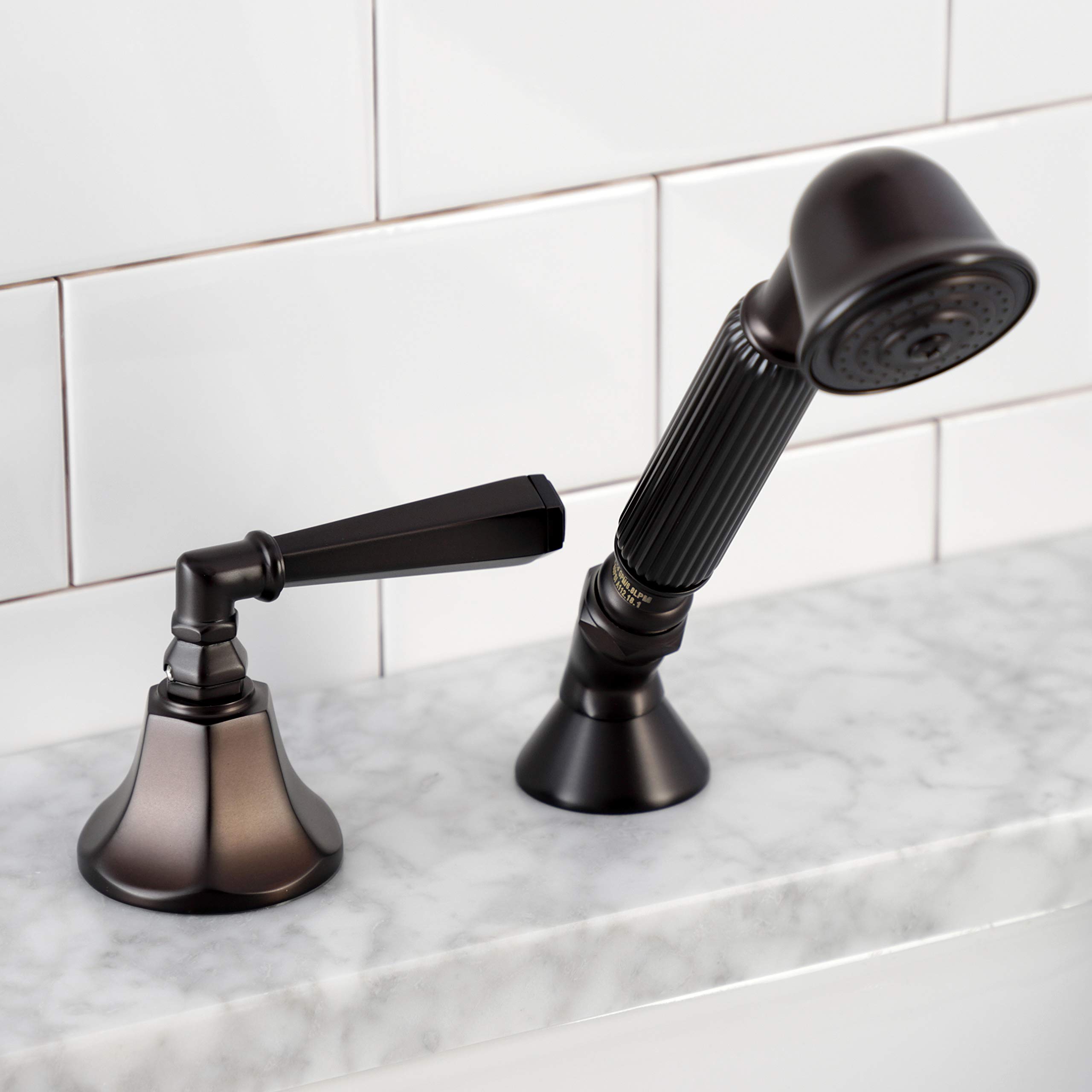 Kingston Brass KSK4305HLTR Oil Rubbed Bronze Deck Mount Hand Shower with Diverter for Roman Tub Faucet, 8 x 5.63 x 2.38 Inches - Perfect for Bathroom Spa Experience and Luxury Home Upgrade