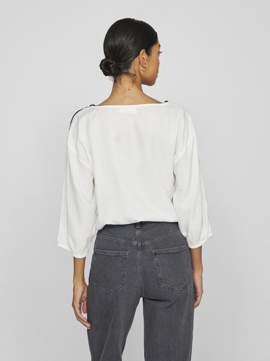 Karina Lace Top for Women - Elegant Snow White & Black Blouse - Perfect for Date Night, Party & Special Occasions
