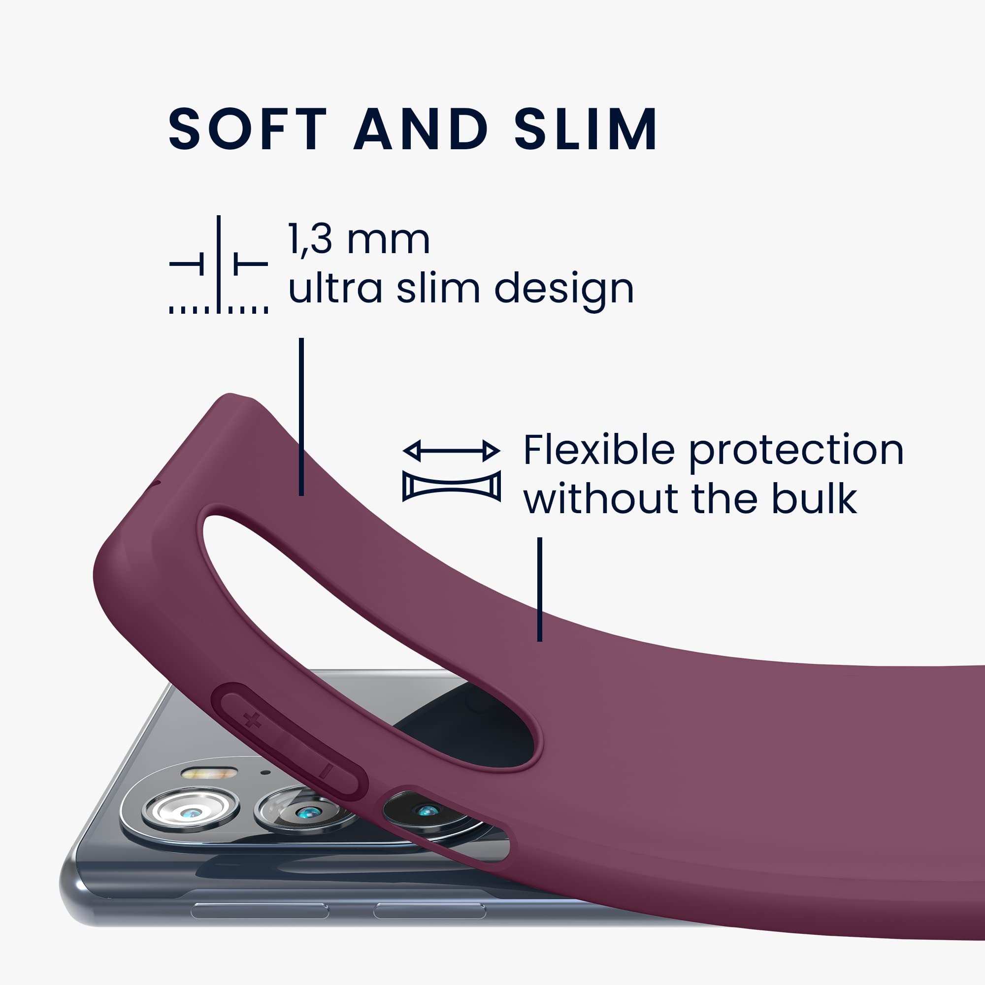kwmobile Soft Slim Protective TPU Silicone Case for Motorola Edge 30 Pro / Edge Plus 2022 / Edge X30 - Shockproof Cover in Bordeaux Violet - Perfect for Daily Use, Travel & Outdoor Activities