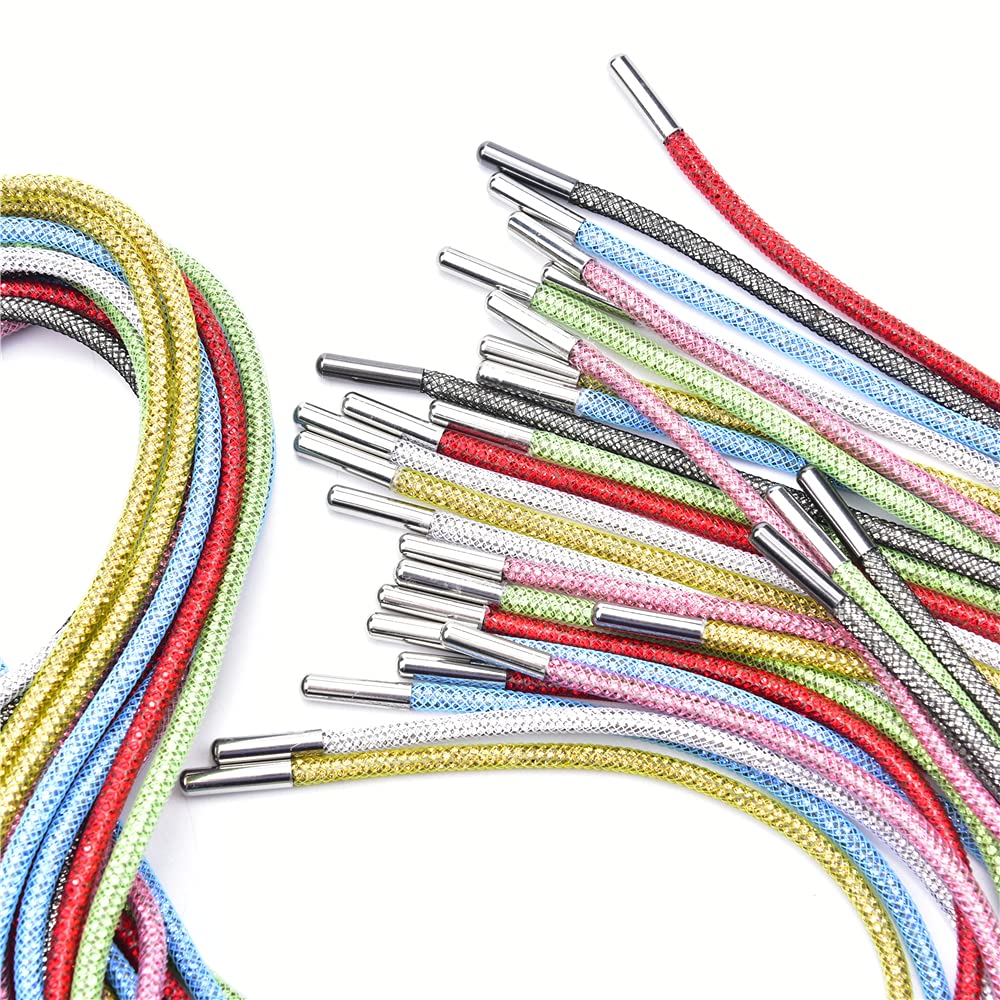 140cm Sparkling Rhinestone Shoelaces for Hoodies & Pants - Round Diamond Tube DIY Drawstring Accessories for Stylish Outfits | Perfect for Casual Wear, DIY Fashion & Garment Upgrades