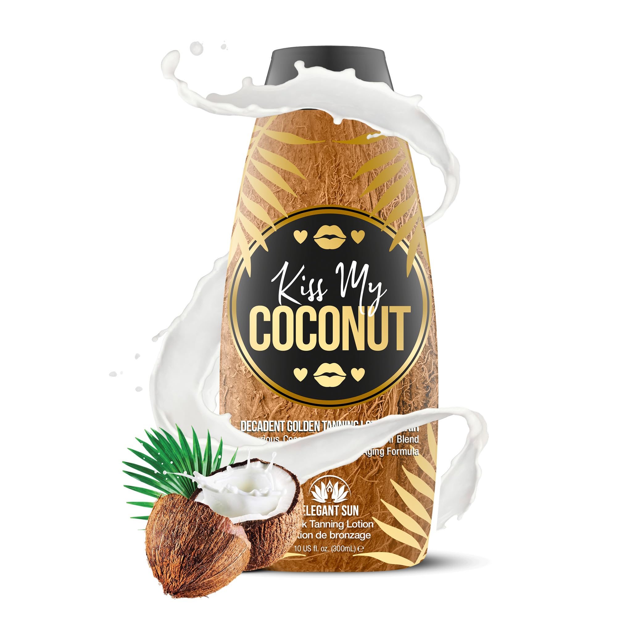 Kiss My Coconut Tanning Bed Lotion - Coconut Milk & Cocoa Butter Skin Softener, Golden Tan Intensifier for Men & Women | Bronzer-Free Hydrating Indoor/Outdoor Tan Accelerator | Perfect for Beach Days, Pool Parties & Sunbathing