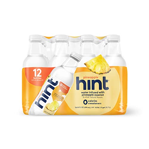 **Hint Water Pineapple (Pack of 12) - 16 Ounce Bottles, Pure Water Infused with Real Pineapple, Zero Sugar, Zero Calories, No Sweeteners, Preservatives or Artificial Flavors - Refreshing Hydration for Workouts, Yoga & Healthy Lifestyle**