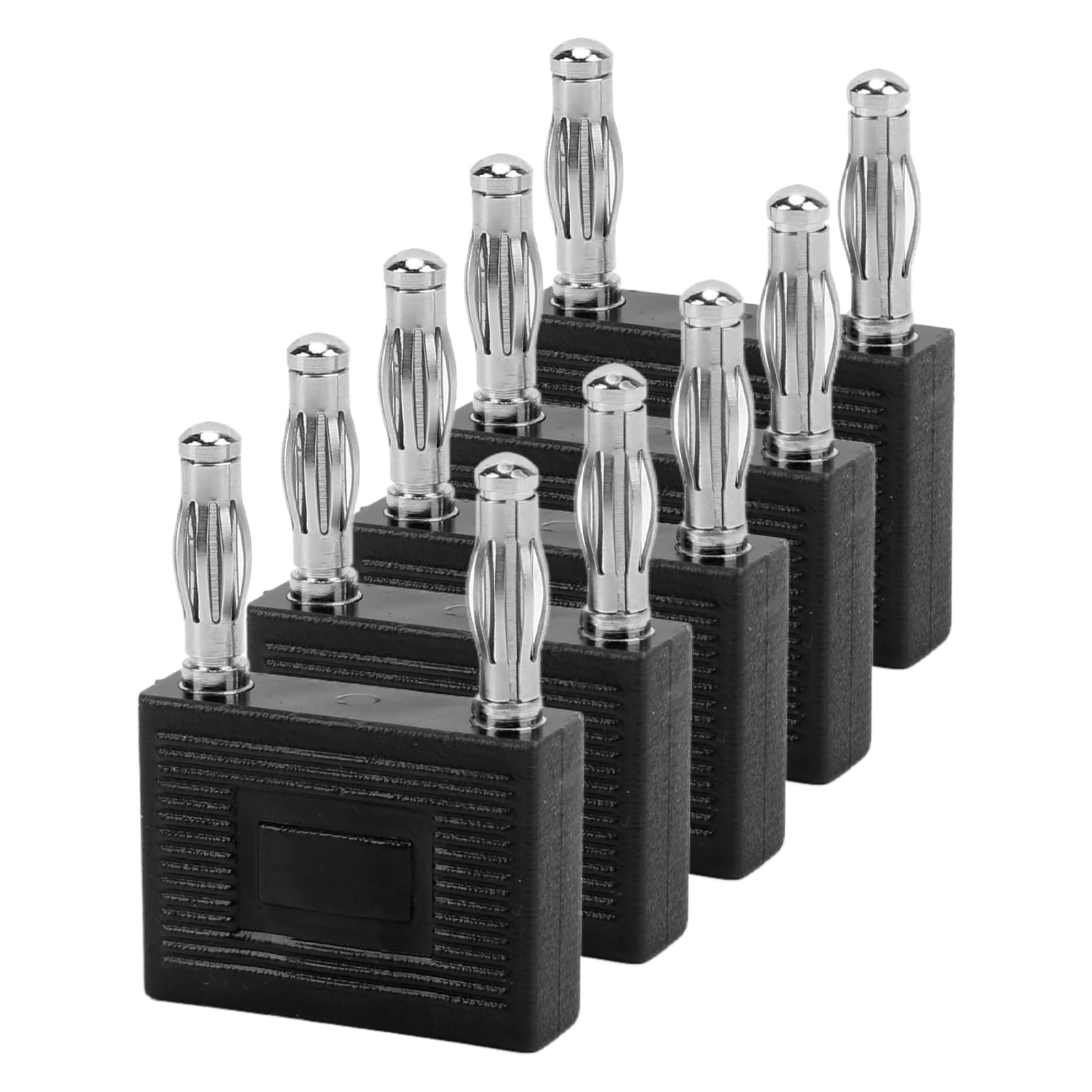 5PCS 4mm Double Row Banana Plug Speaker Connectors - Gold Plated Audio Cable Tips for Home Theater, Stereo System & Speaker Wire Connections (Black)