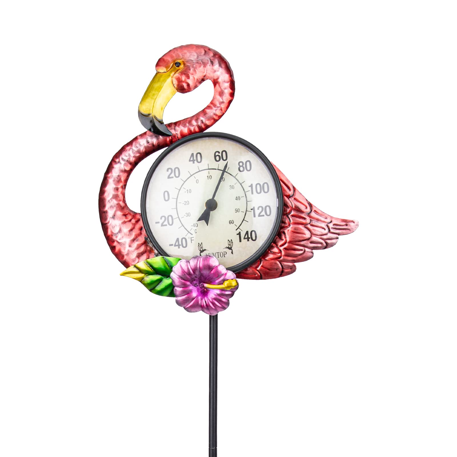 Flamingo Outdoor Thermometer with Metal Stake - Weatherproof Garden Thermometer for Lawn, Yard, Pathway & Patio Decor - Perfect for Backyard, Poolside & Outdoor Entertaining Areas