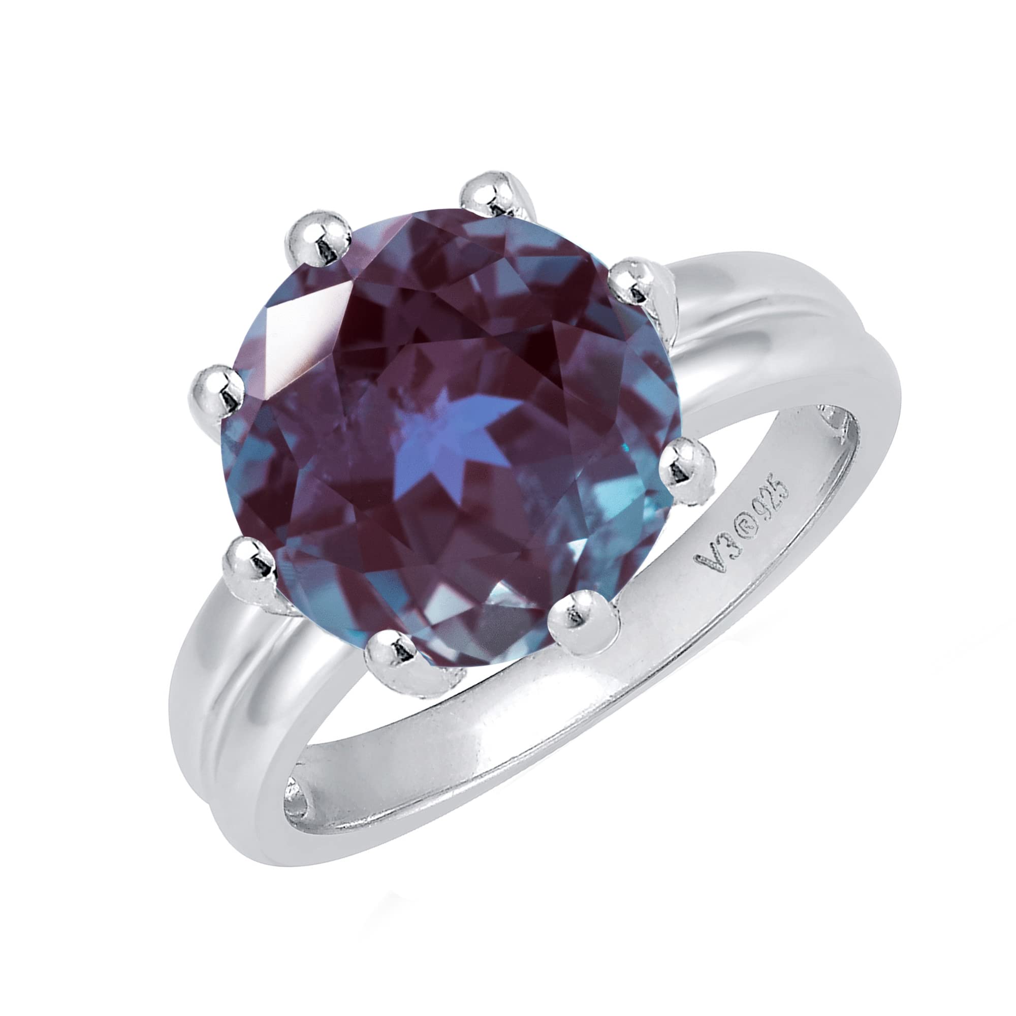 Elegant Sterling Silver Alexandrite Solitaire Ring | Color Changing Gemstone | Perfect for Engagement, Anniversary & Special Occasion Gifts