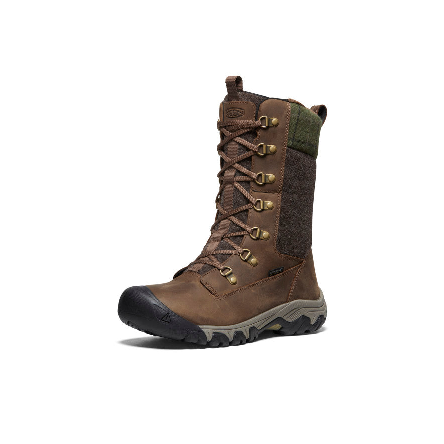Women's Greta Tall Waterproof Winter Boots - Dark Earth/Green Plaid for Rain, Snow & Outdoor Activities
