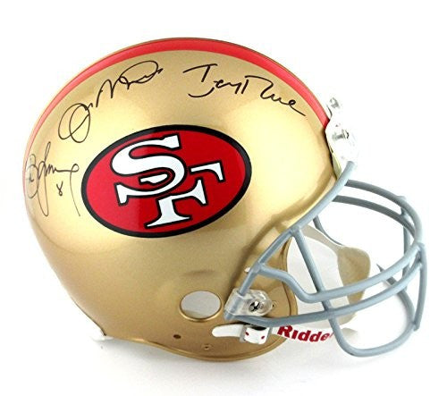 Authentic Signed NFL Helmet - Joe Montana, Jerry Rice & Steve Young Autographed San Francisco 49ers Throwback Riddell Football Helmet - Perfect for Collectors, Man Cave Decor & Sports Memorabilia Displays